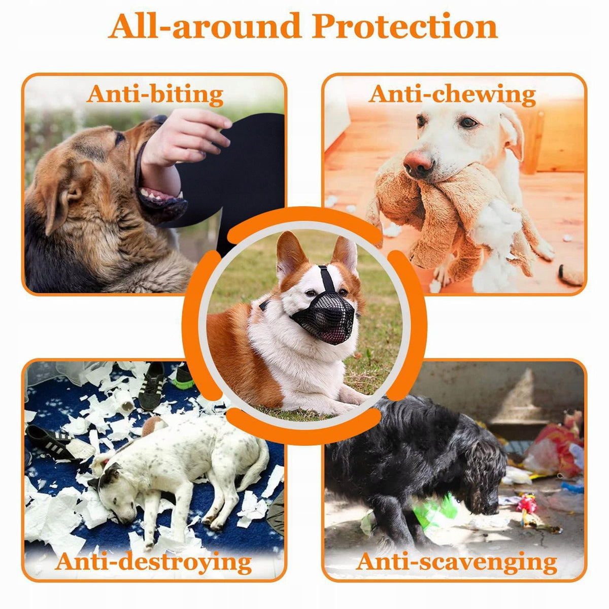 Prevents Biting, Chewing, Adjustable Cage Muzzle, Black Medium Manufacturer code 09864048444
