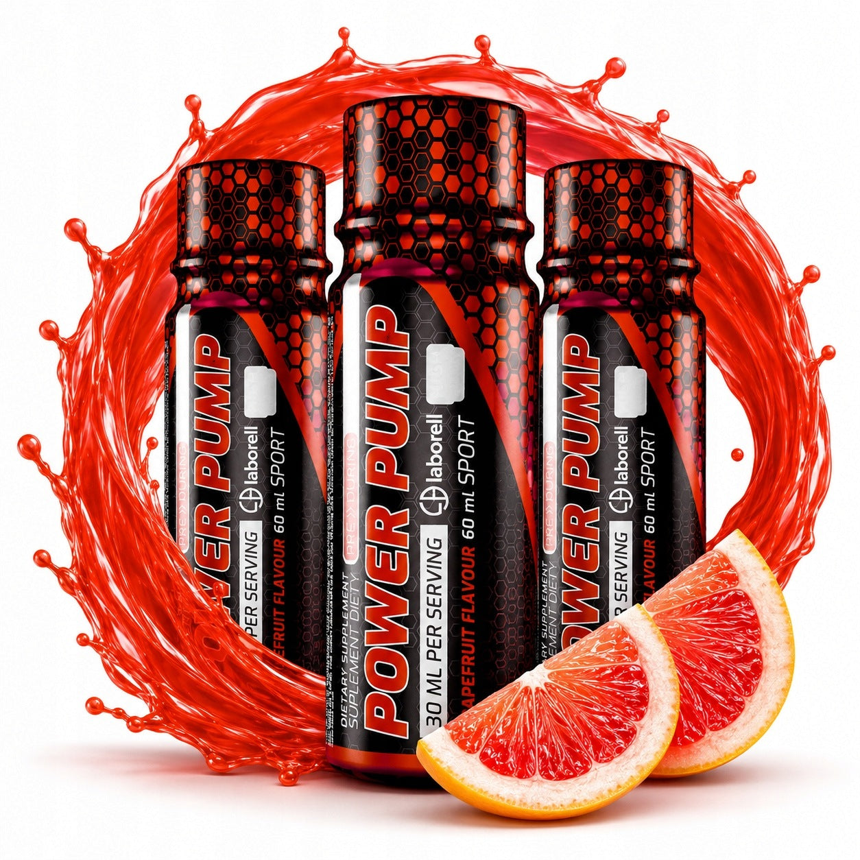 Preworkout Shot Power Pump Grapefruit 60ml Pre-workout with Caffeine 3pcs.