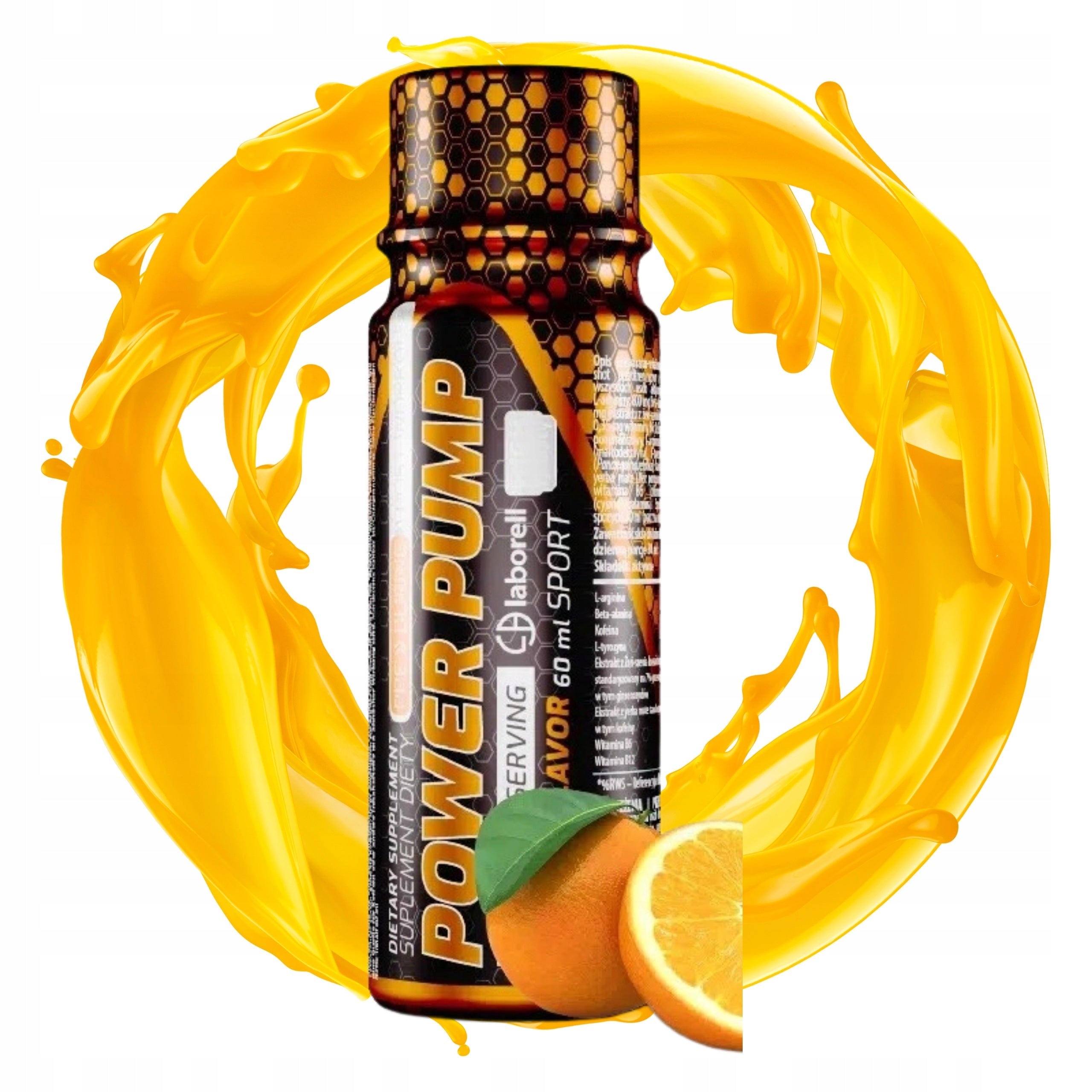 Preworkout Shot Power Pump Orange 60 ml Pre-workout with Caffeine Laborell
