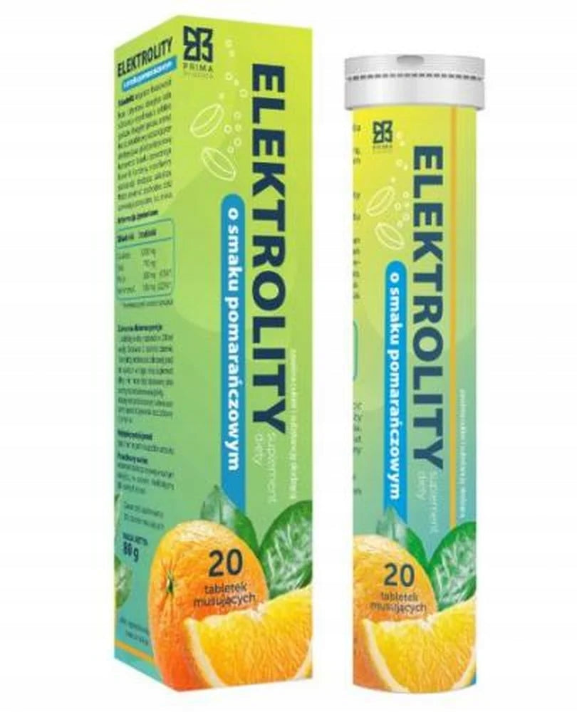 Prima Pharma Orange Flavoured Electrolytes 20 Effervescent Tablets