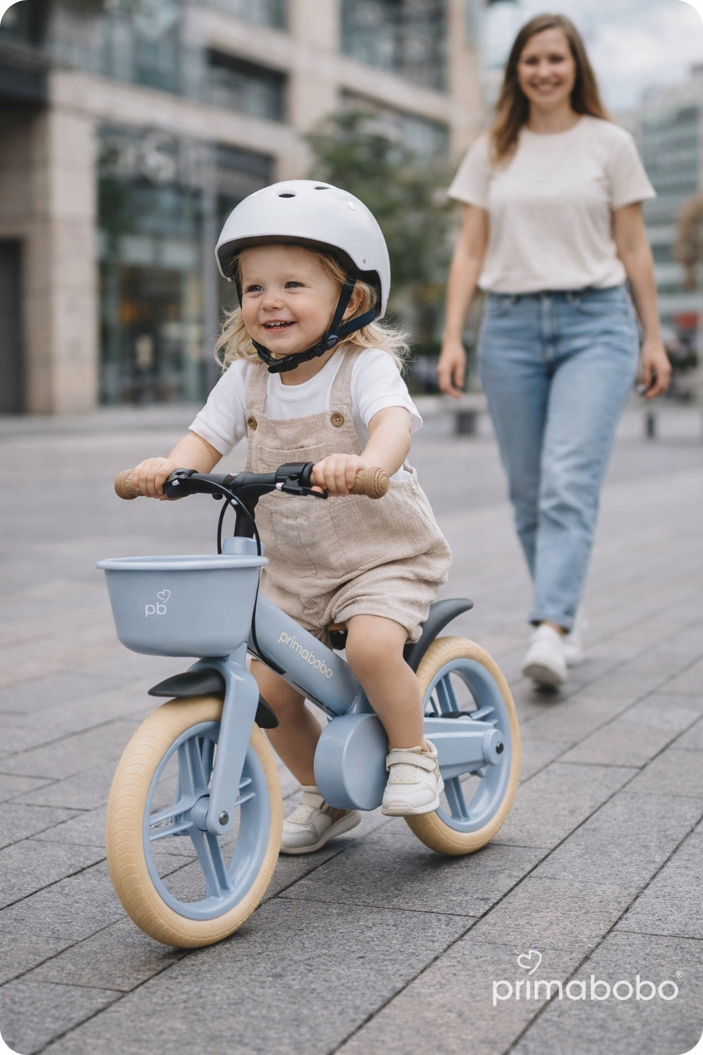 Primabobo Bike 5in1 SkillBike Running Side Wheels Pusher Light Blue Packaging status original