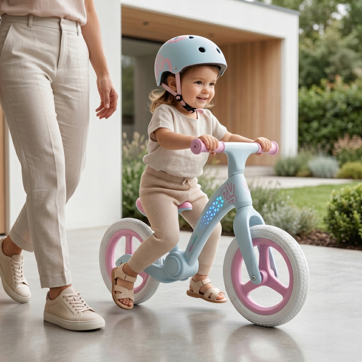 Primabobo Folding balance bike NEO 2+years LED adjustable PINK + TURQUOISE Model NEO