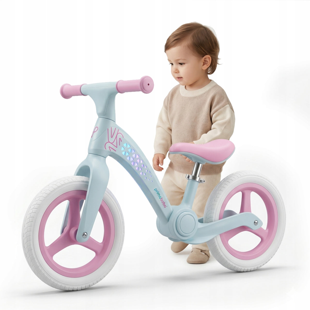 Primabobo Folding balance bike NEO 2+years LED adjustable PINK + TURQUOISE