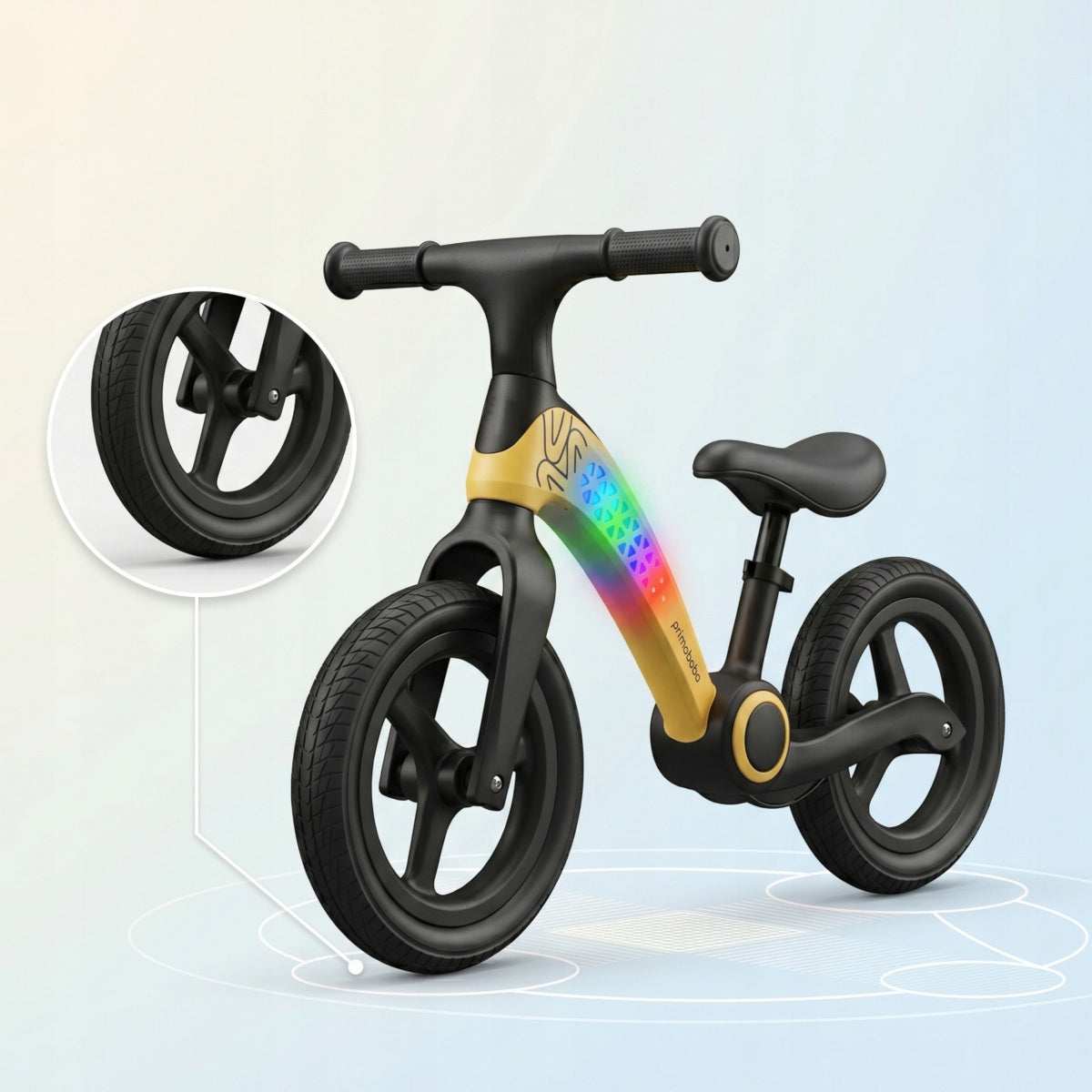Primabobo NEO folding balance bike from 2 years LED adjustable light BLACK Model NEO