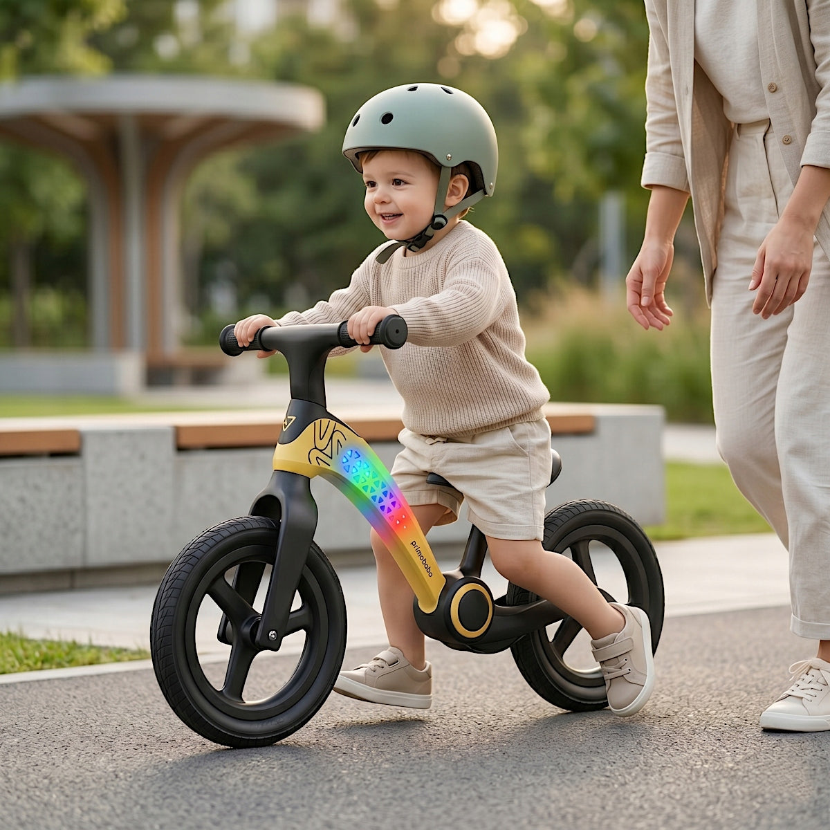 Primabobo NEO folding balance bike from 2 years LED adjustable light BLACK Packaging status original