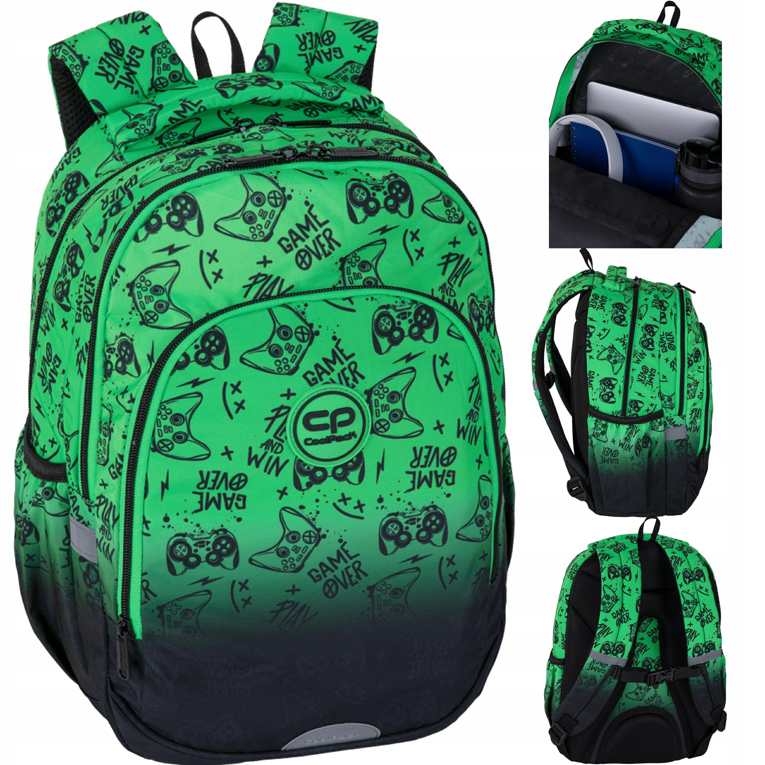 Prime Pro Game Over gradient green school backpack for boy Coolpack
