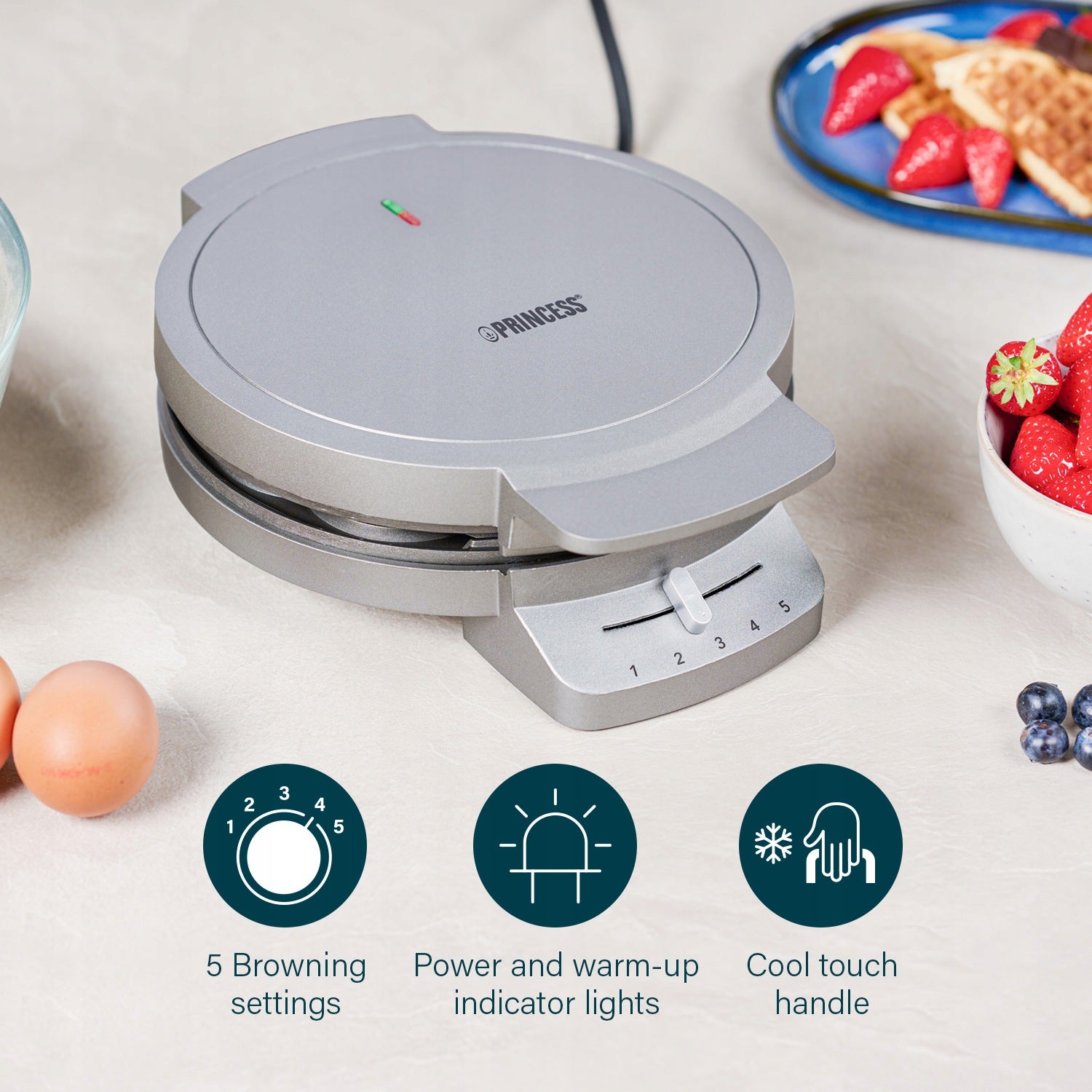 Princess waffle maker 01.132380.01.001 1200 W silver/gray Brand Princess