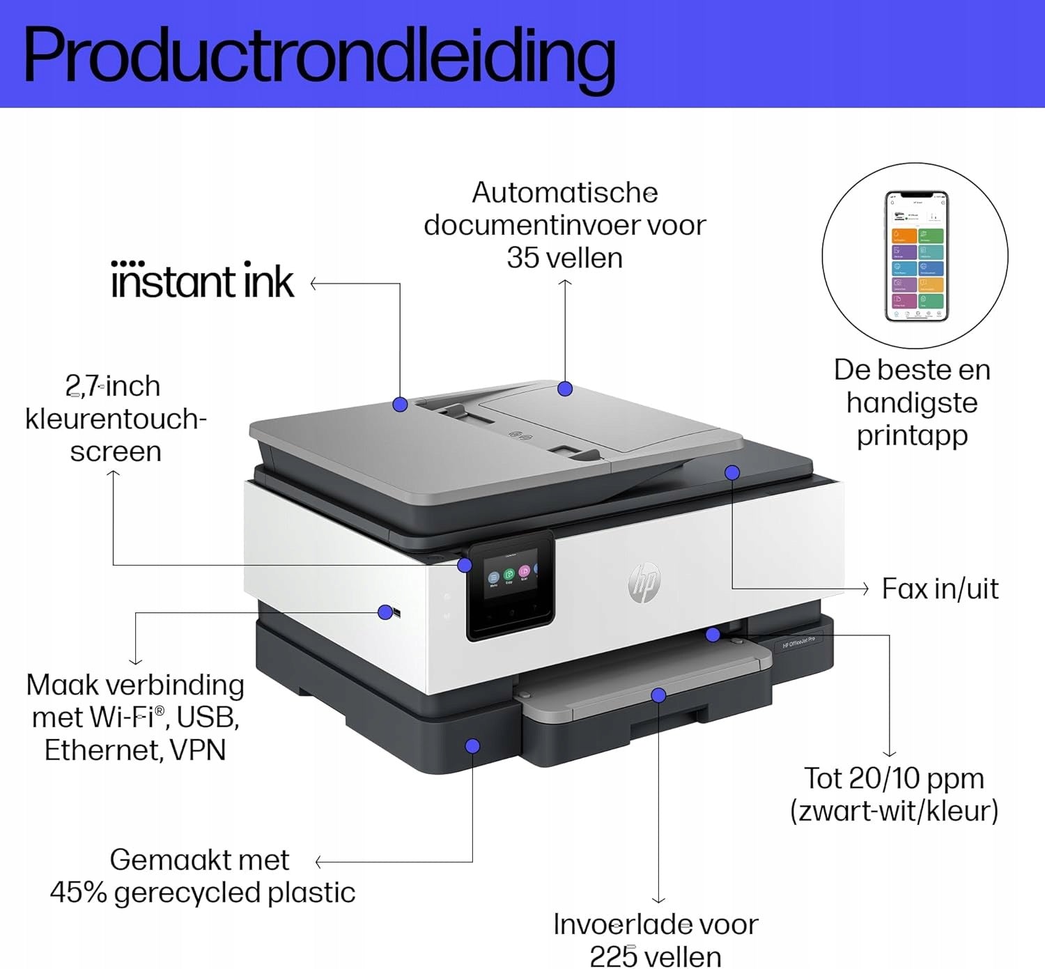 Printer HP OfficeJet Pro 8122e Multifunction Wi-Fi LAN Duplex Color Model 405U3B#629