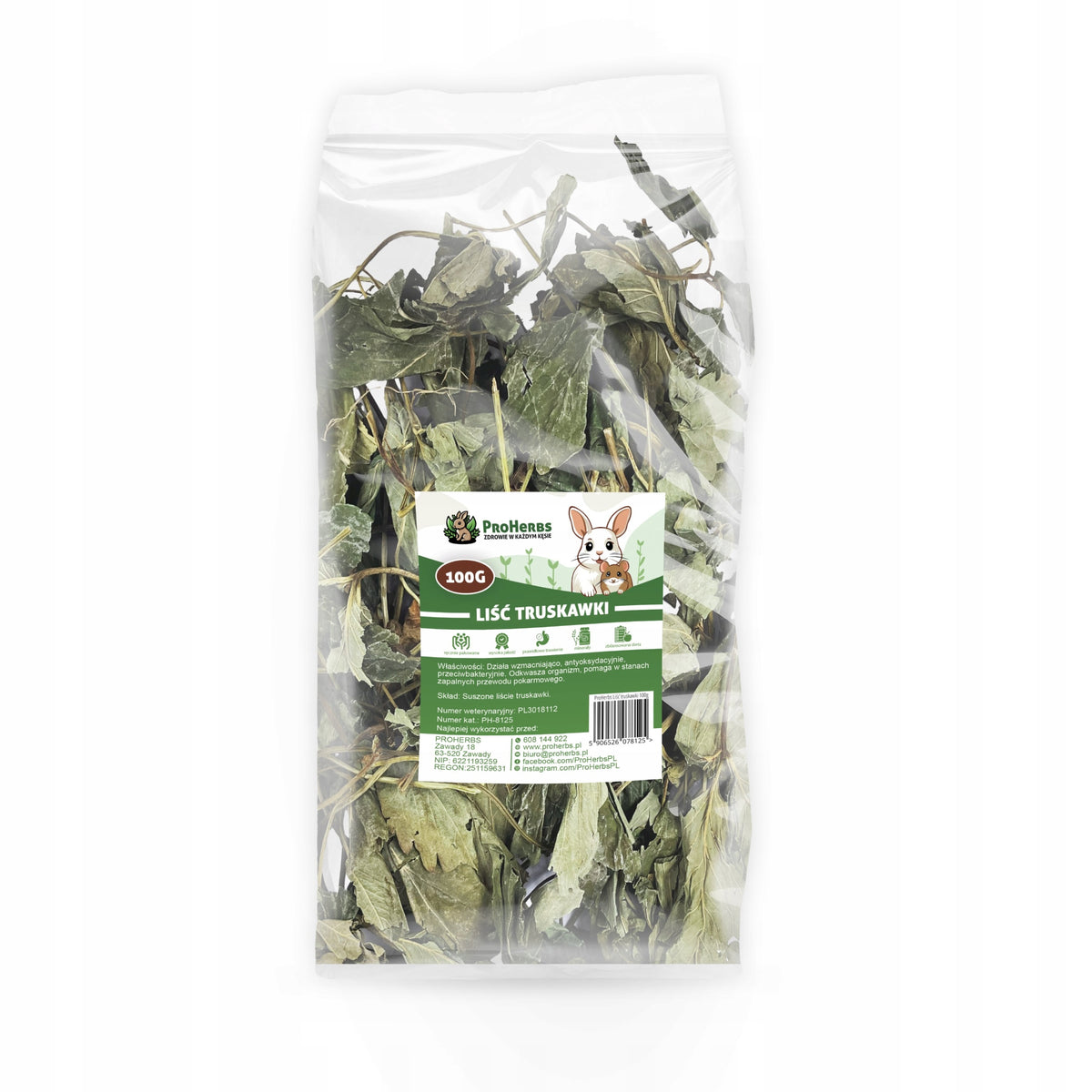 ProHerbs Leaf Strawberry Treat for Rabbit Rodents 100g Packaging status original
