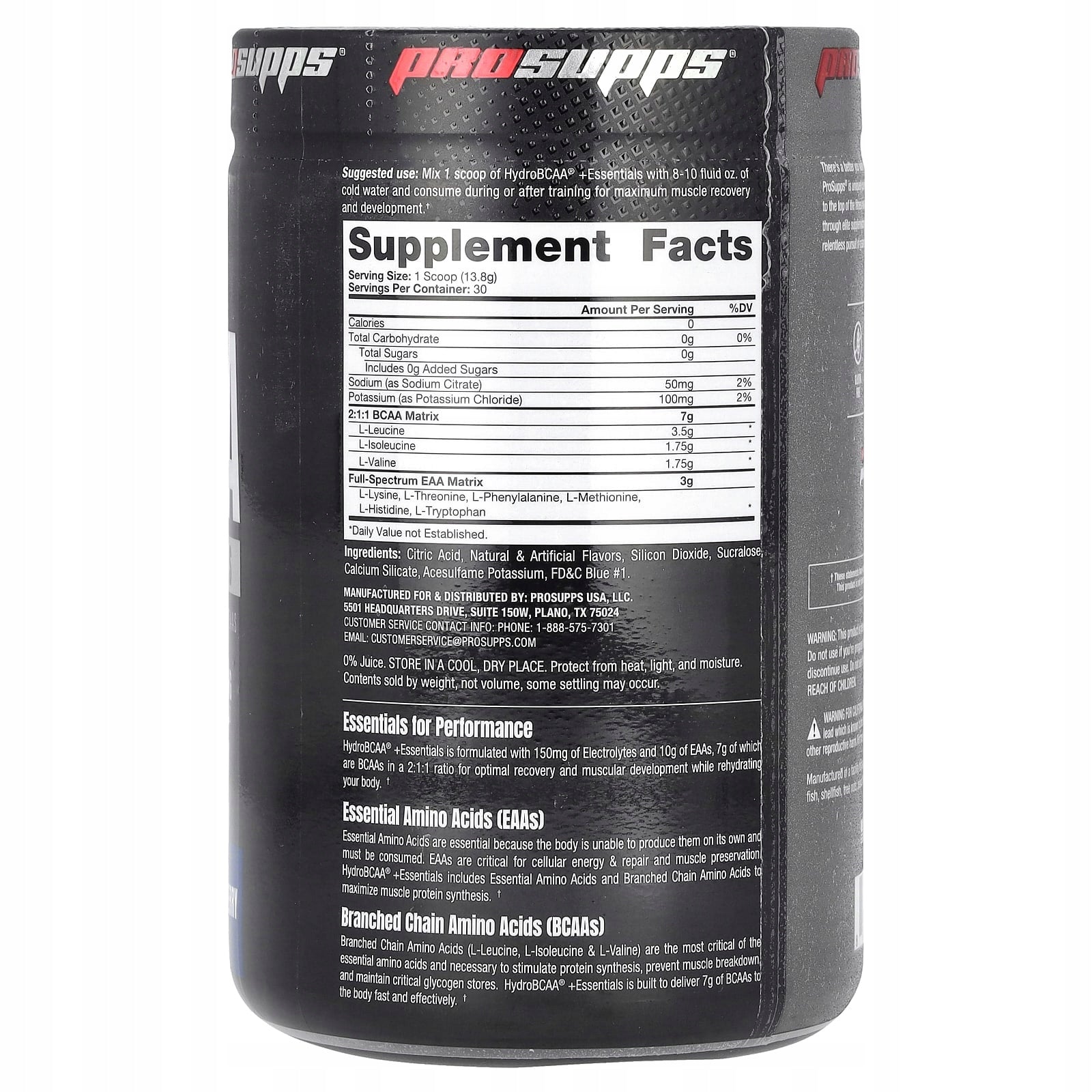 ProSupps, Hydro BCAA + Essentials, Blue Raspberry, 414 g Expiration date at least 3 months from the date of purchase
