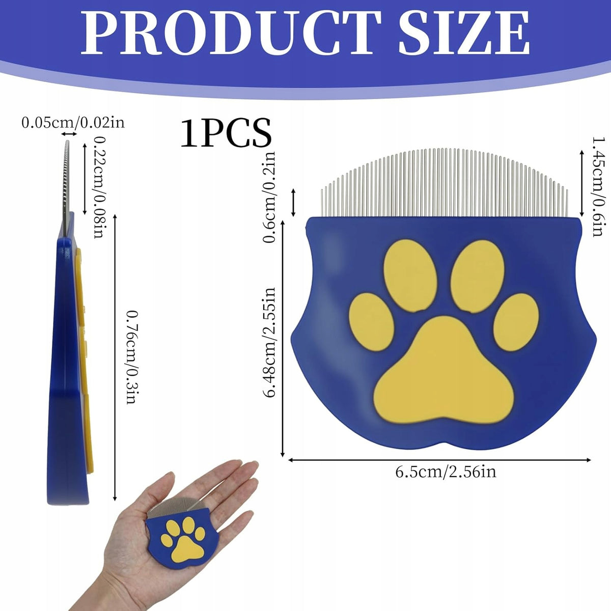 Professional Curved Flea Comb & Face Comb for Pets Removes Stains Packaging status original