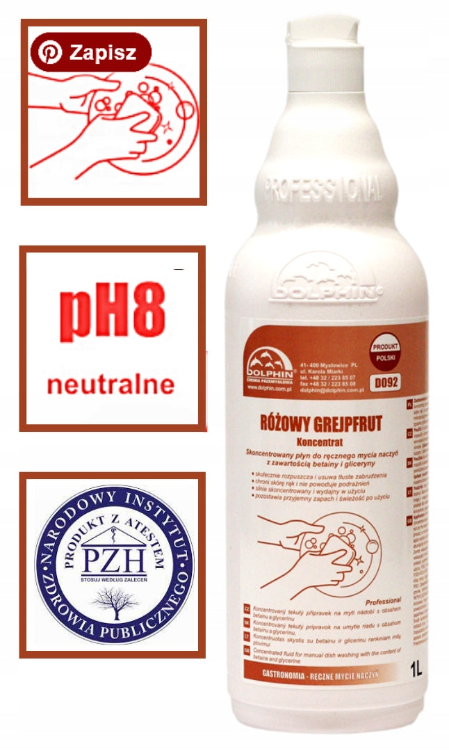 Professional Dishwashing Liquid Dolphin Dish Grapefruit Efficient Dense Scented