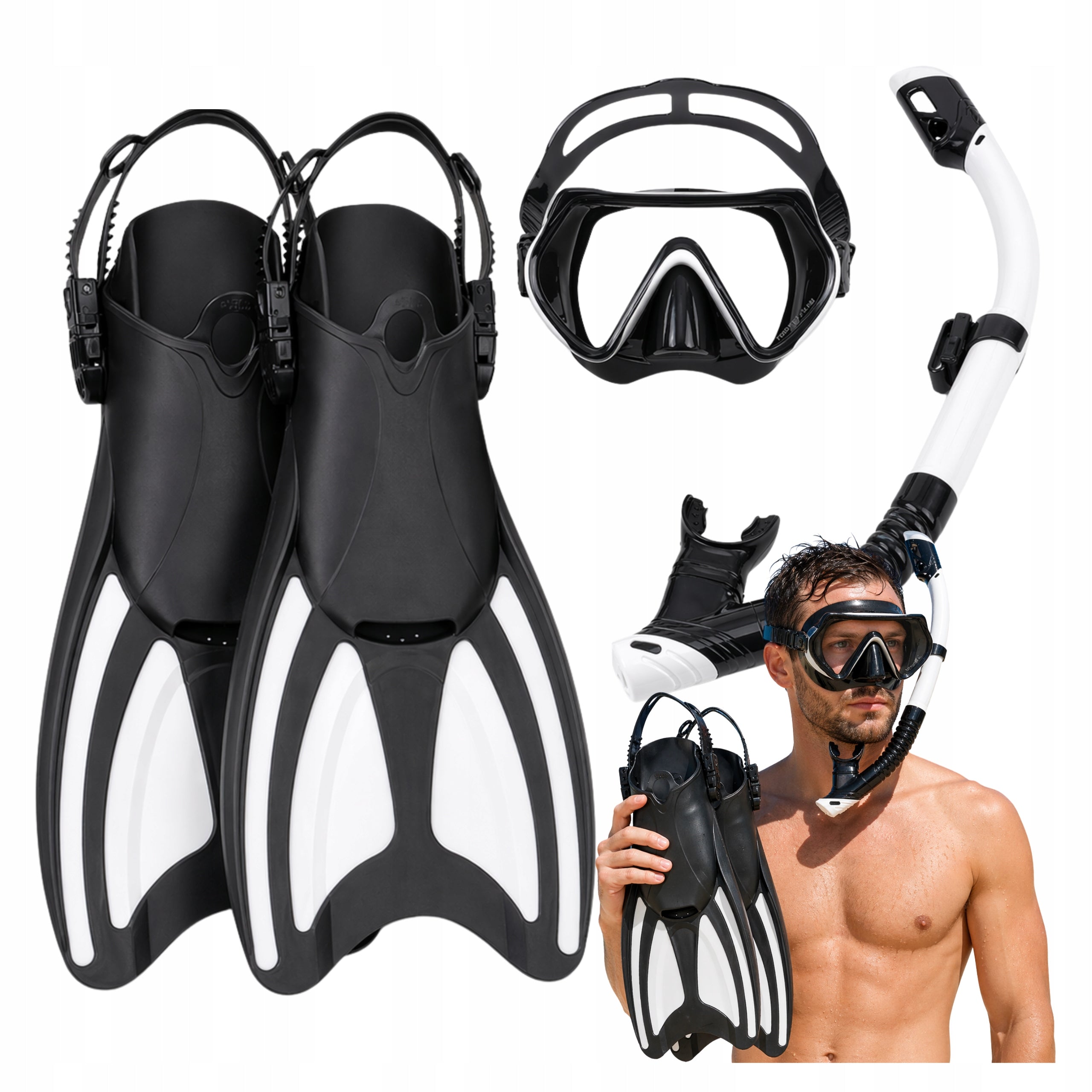 Professional Diving Set Mask With Tube + Fins r. 38-42 Packaging status original