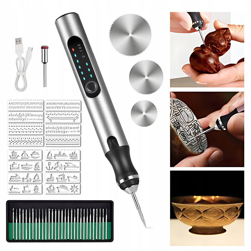 Professional Electric Engraving Pen, USB Charged 52pcs