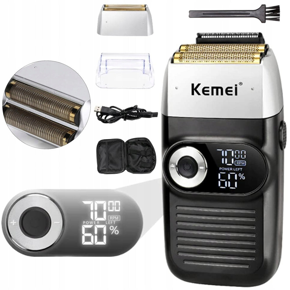 Professional Electric Shaver Male 2in1 Blades USB LED Display