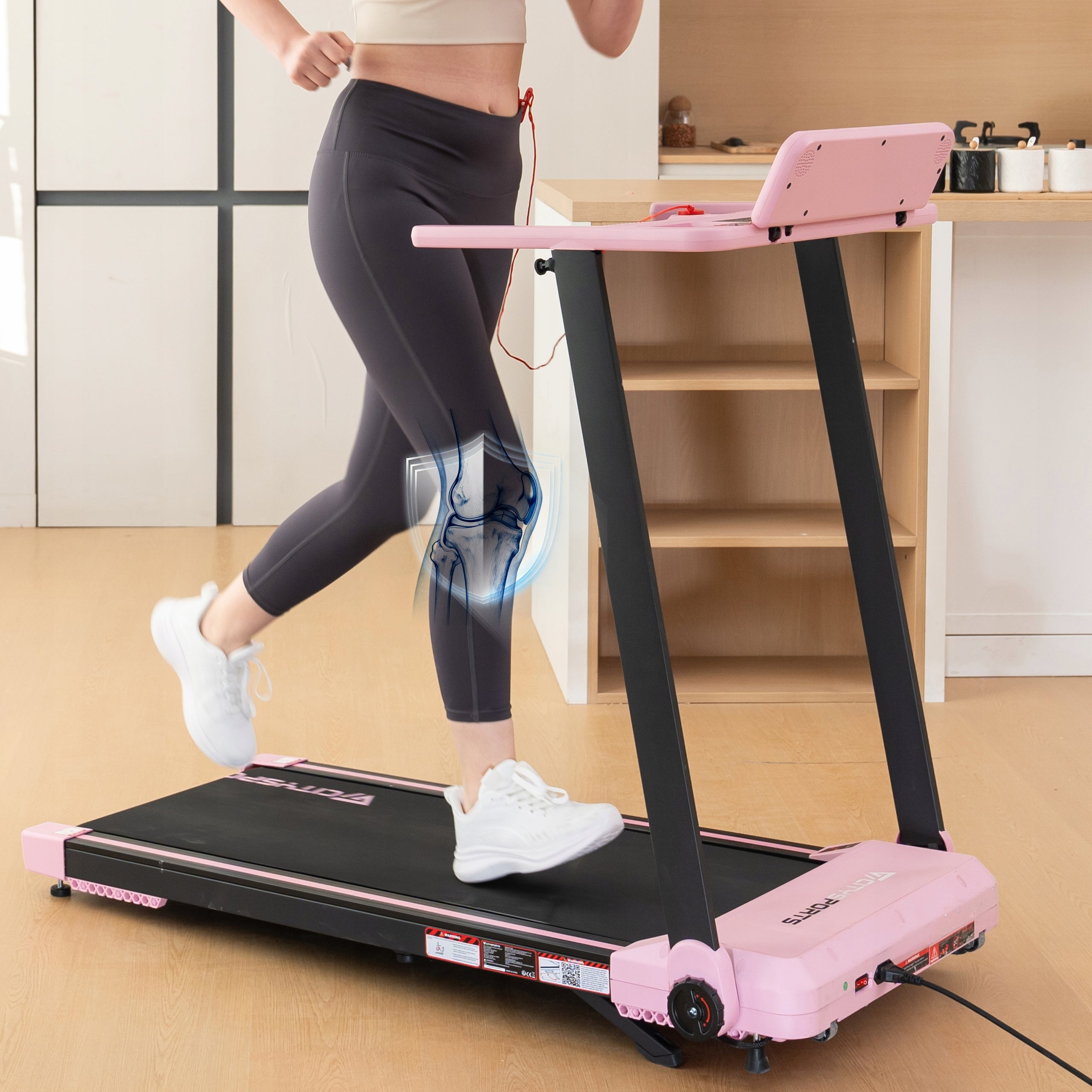 Professional Folding Treadmill Home Electric Exercise Pink Tilt 12KM App/BT Kind electric