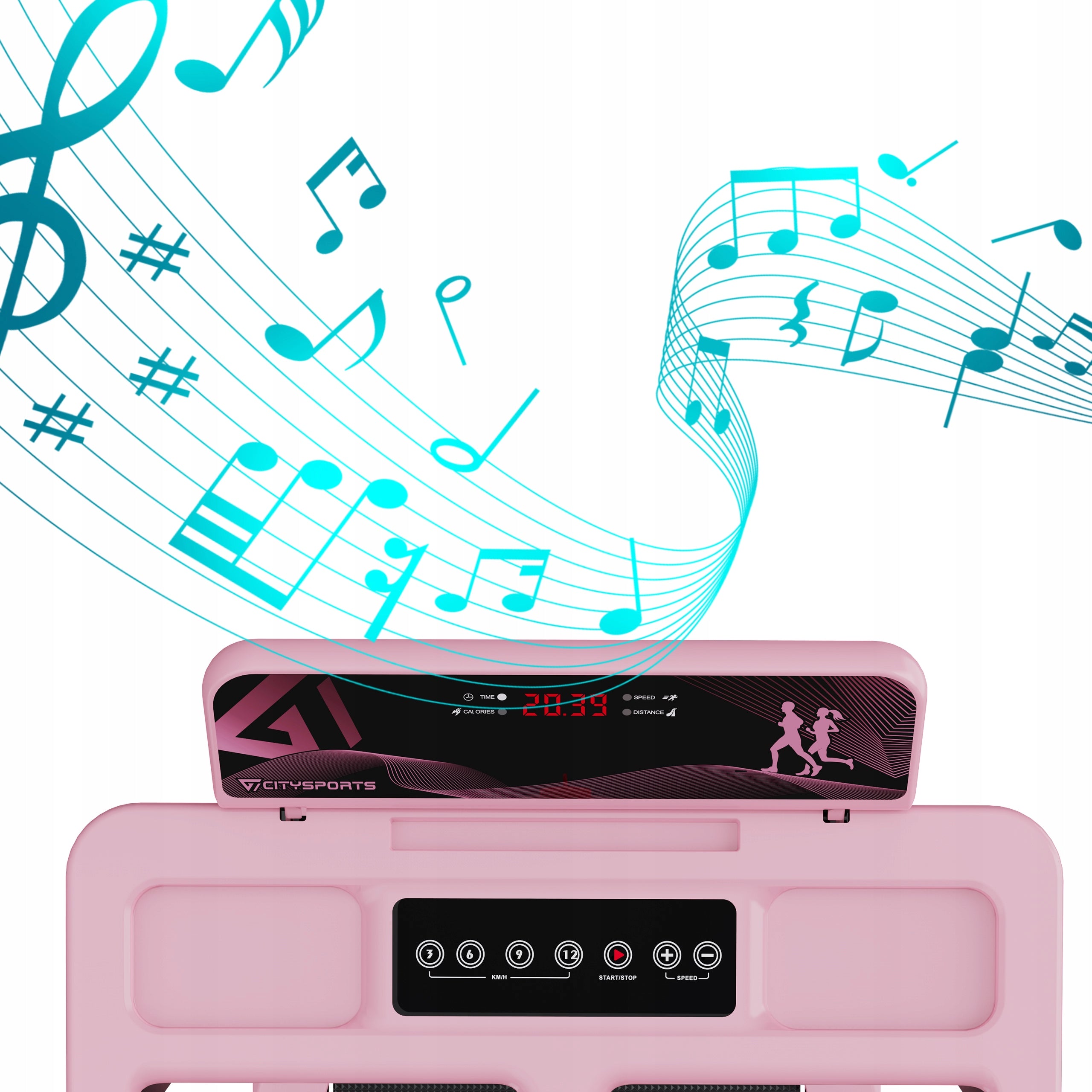 Professional Folding Treadmill Home Electric Exercise Pink Tilt 12KM App/BT Maximum user weight 120 kg