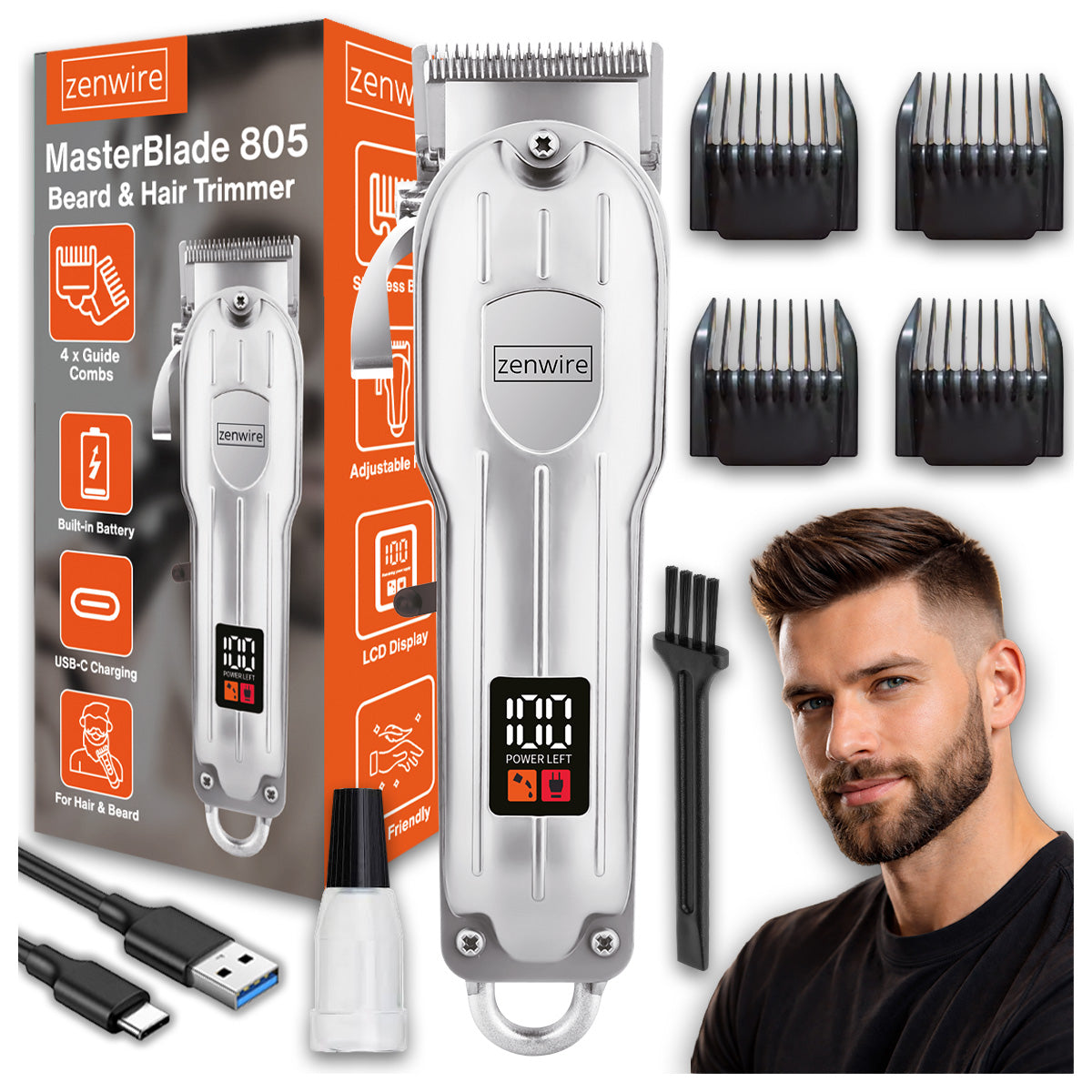 Professional Hair Trimmer Beards Wireless USB