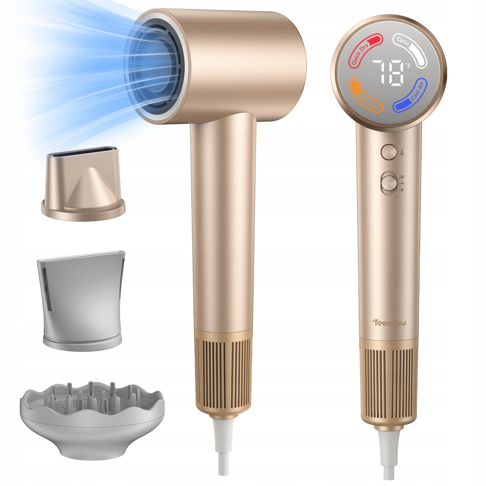 Professional High Speed LCD Champagne Color Hair Dryer