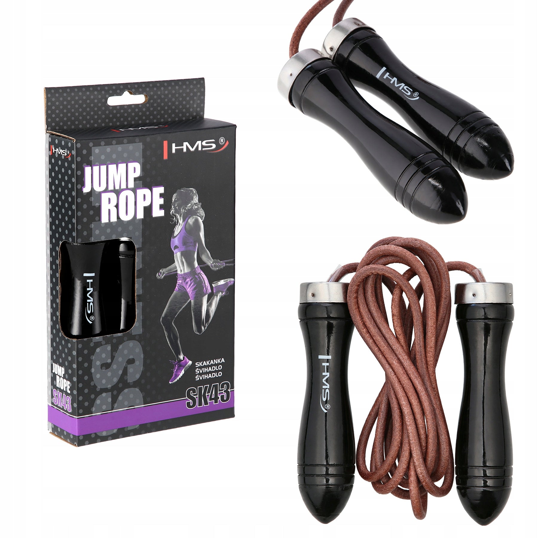 Professional Leather Jump Rope HMS Wooden Hands Boxing Bearings Rope length 270 cm