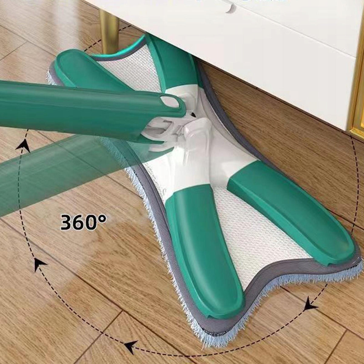 Professional Microfiber Mop Floor Cleaning System with Flat Green and White Packaging status original