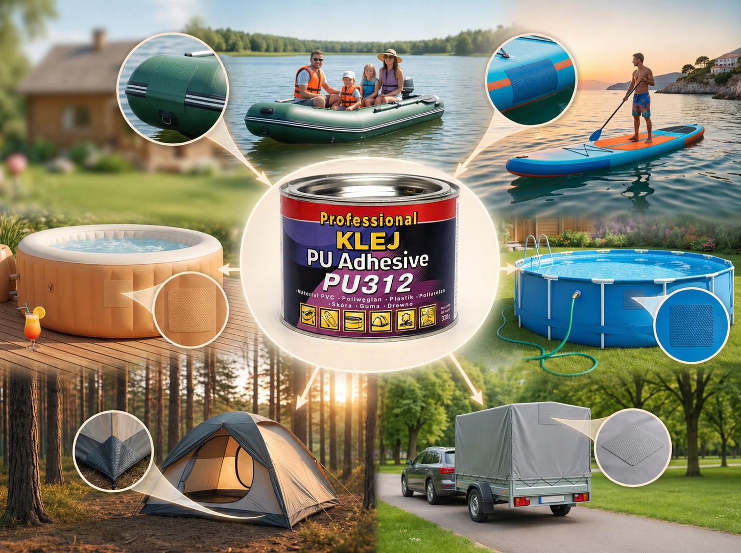 Professional PU-312 Adhesive for PVC SUP Board Tarpaulin Pool Pontoon 600 g Manufacturer code 545