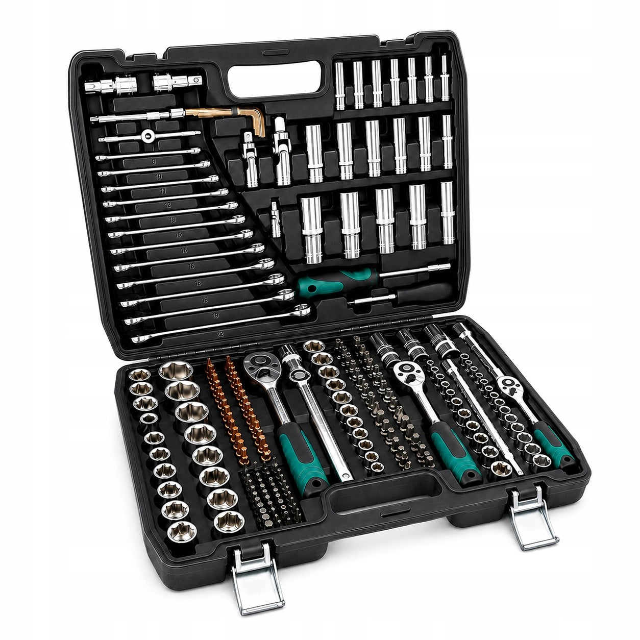 Professional Tool Set 216 Elements CR-V Rattle 72 Teeth Suitcase Packaging status original
