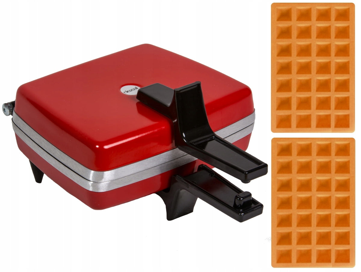 Professional Waffle Iron DEZAL 301.5 Grille 4x7 1300W Red 2 Waffles