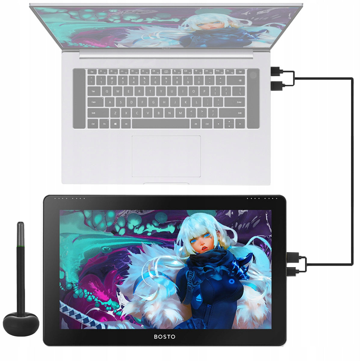 Professional graphics tablet BOSTO 16HD with pen