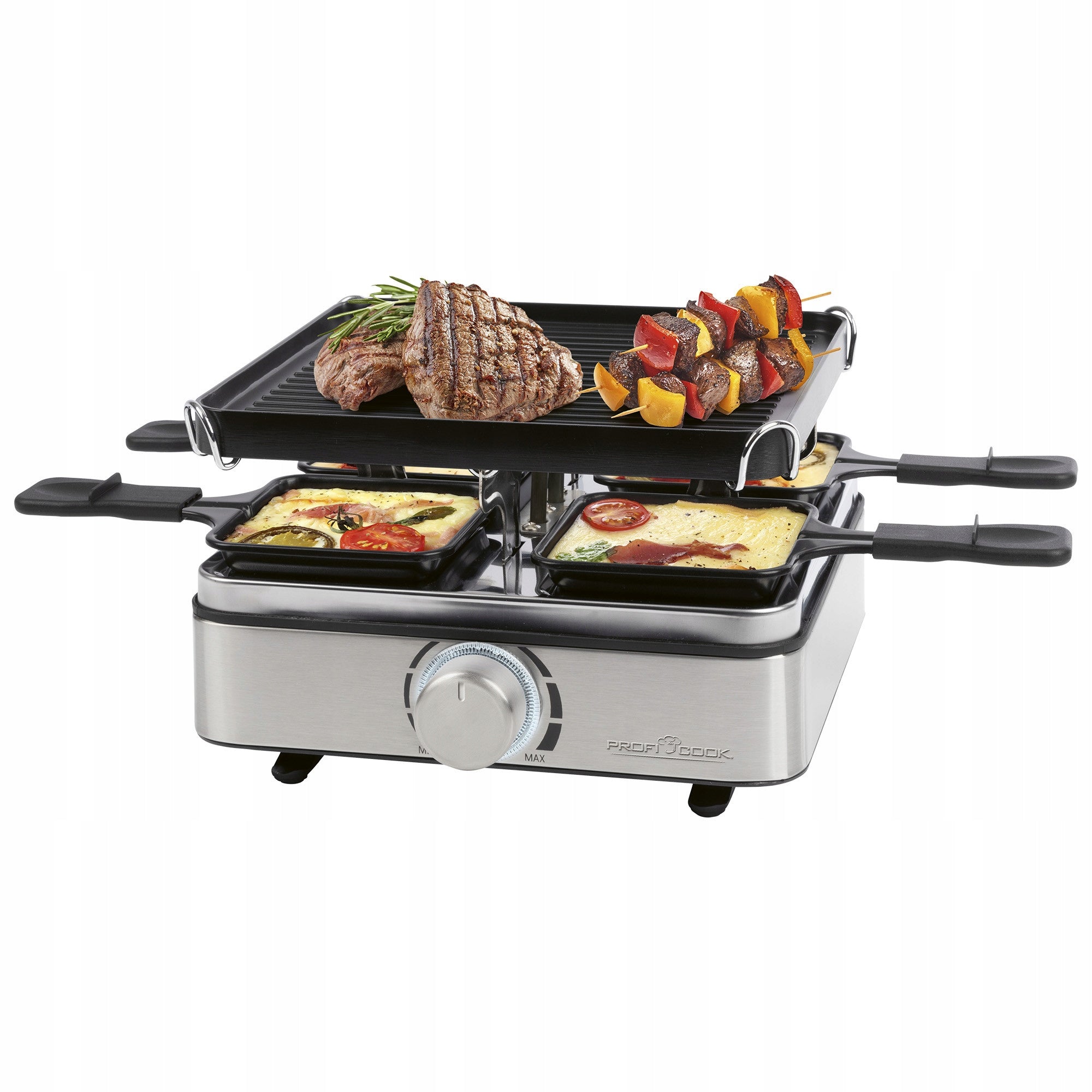 ProfiCook PC-RG 1301 Electric Grill Raclette 800W 4 Person Cast Iron Plate Packaging status original