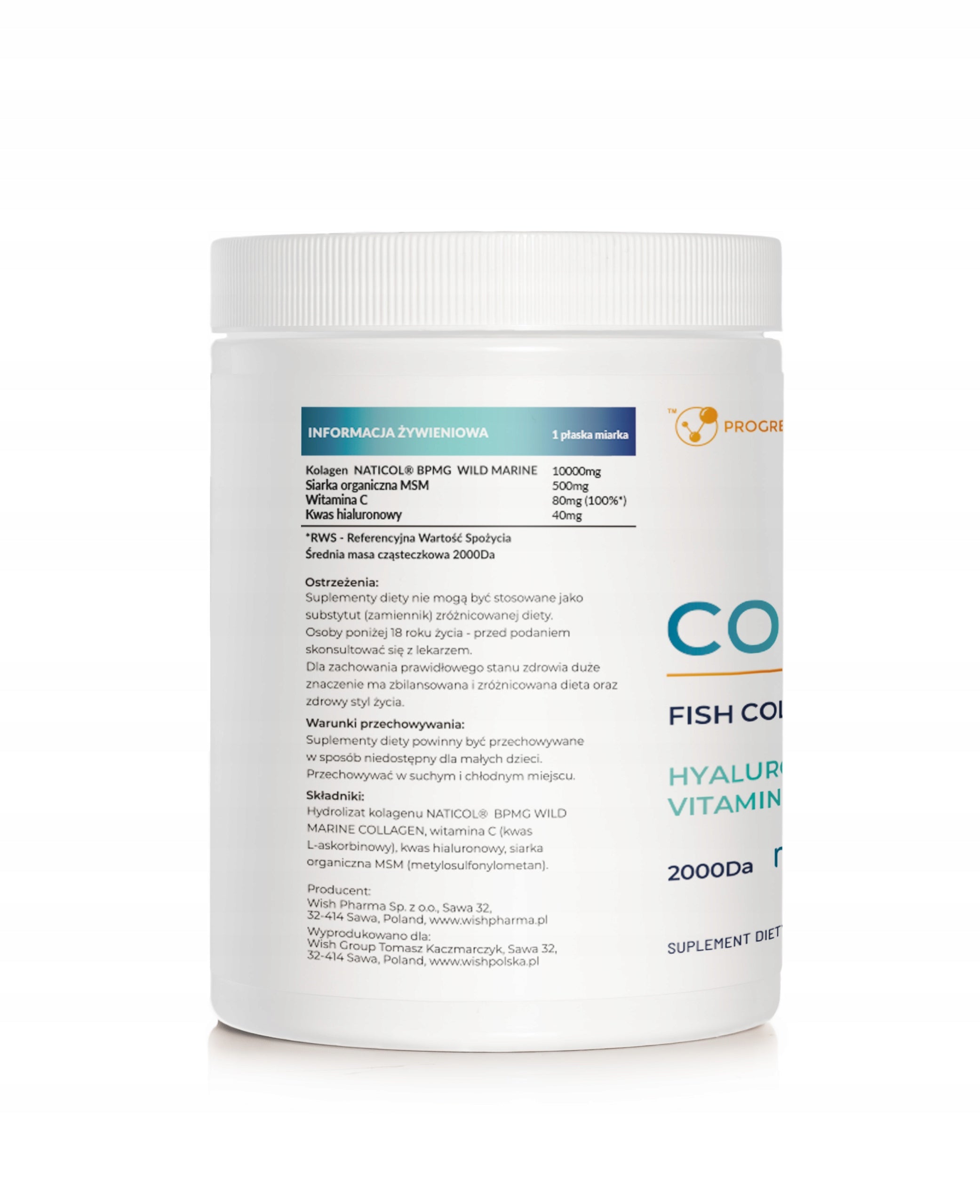 Progress Fish Collagen Powder Wild Marine Hyaluronic Acid MSM Wit C 400g EAN (GTIN) 5907709722170
