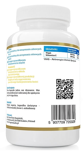 Progress Labs Calcium 800mg, Vitamin C 200mg (120 kap) Brand Progress Labs