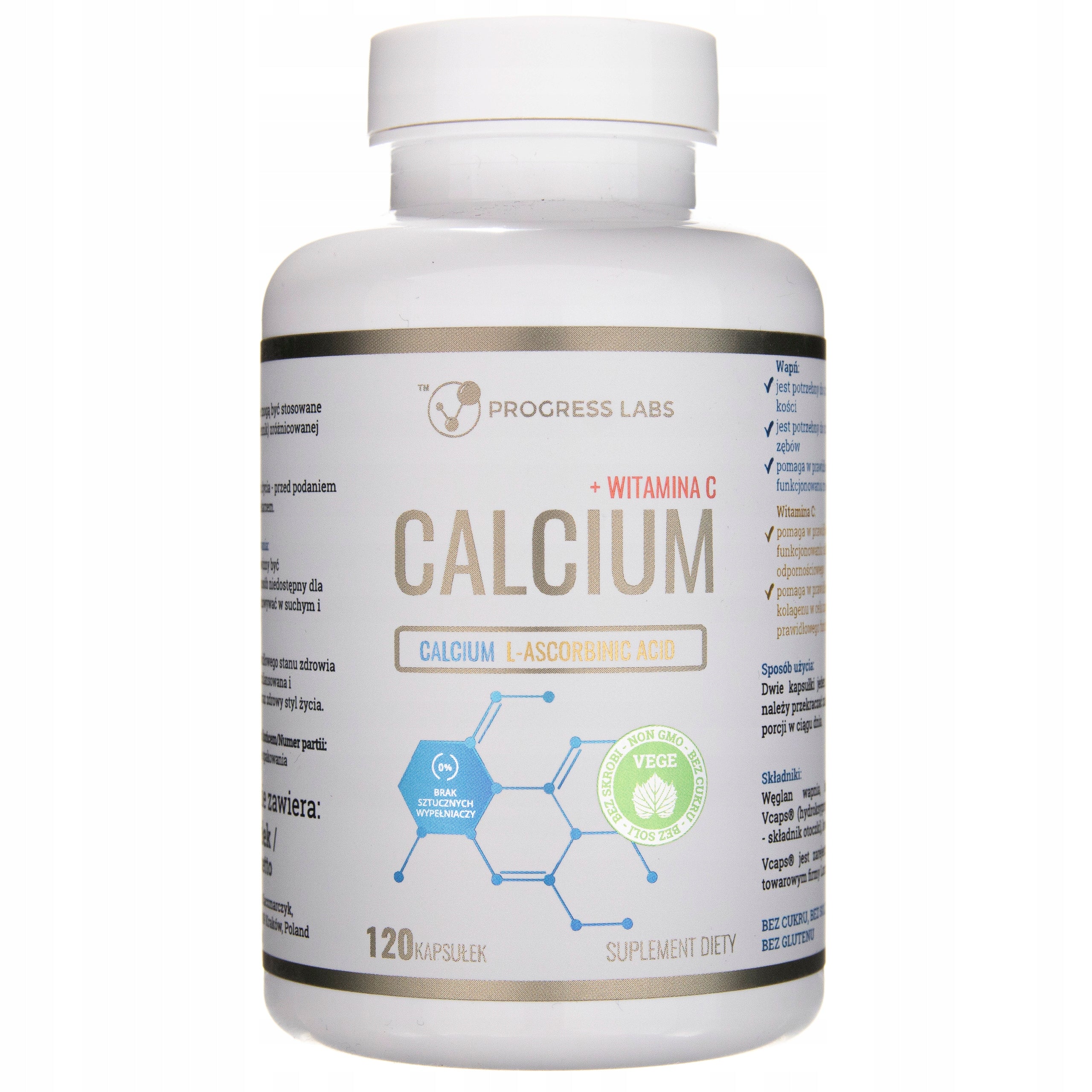 Progress Labs Calcium 800mg, Vitamin C 200mg (120 kap) Manufacturer code PL0329