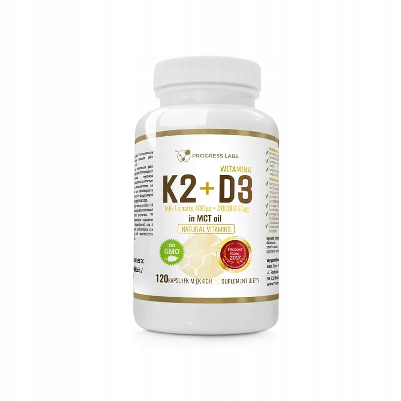 Progress Labs Vitamin K2 MK-7 100mcg + D3 2000IU (120 kap)