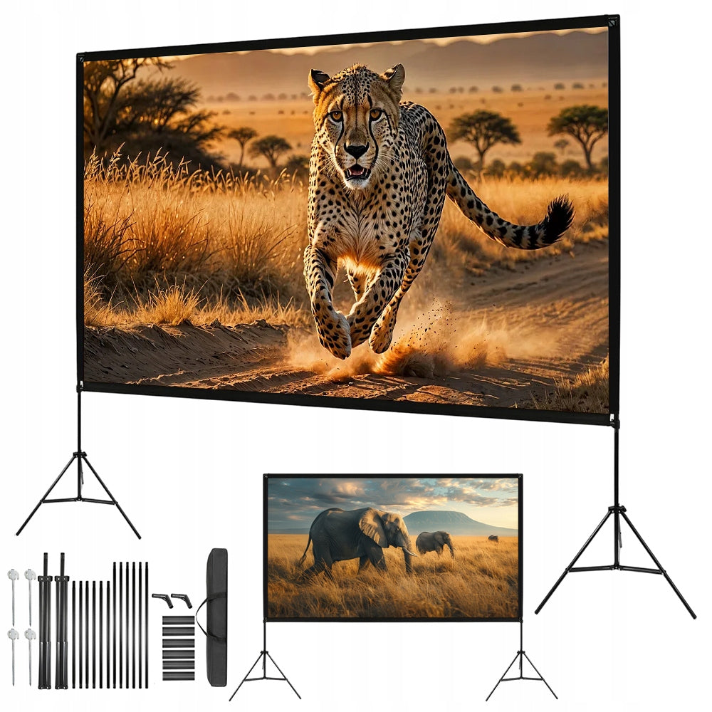 Projection Screen 100" Projector With Tripod Portable 16:9 Foldable Bag