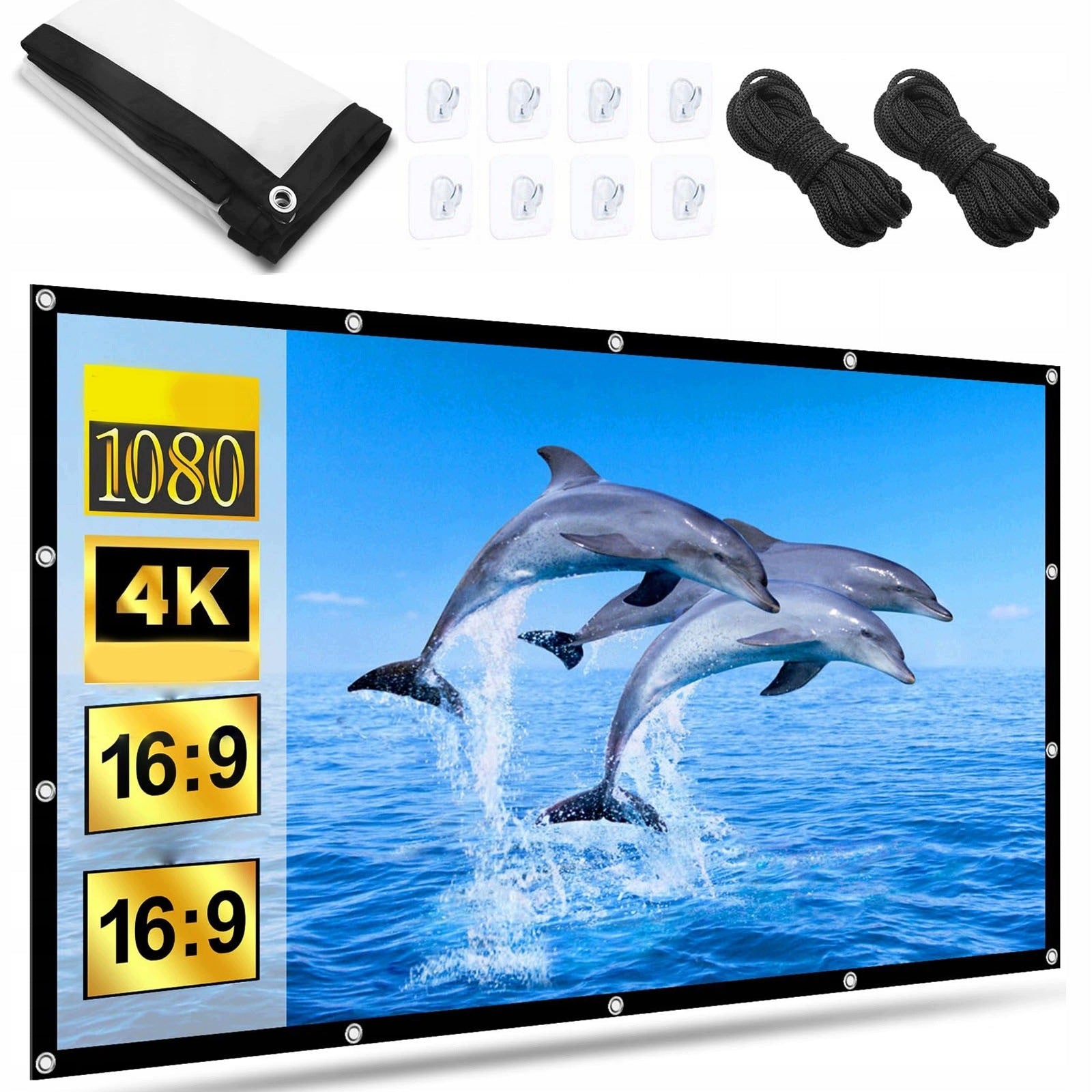 Projection Screen 120 Cali 16:9 Foldable Polyester Home Theater 160° Model 785516791498