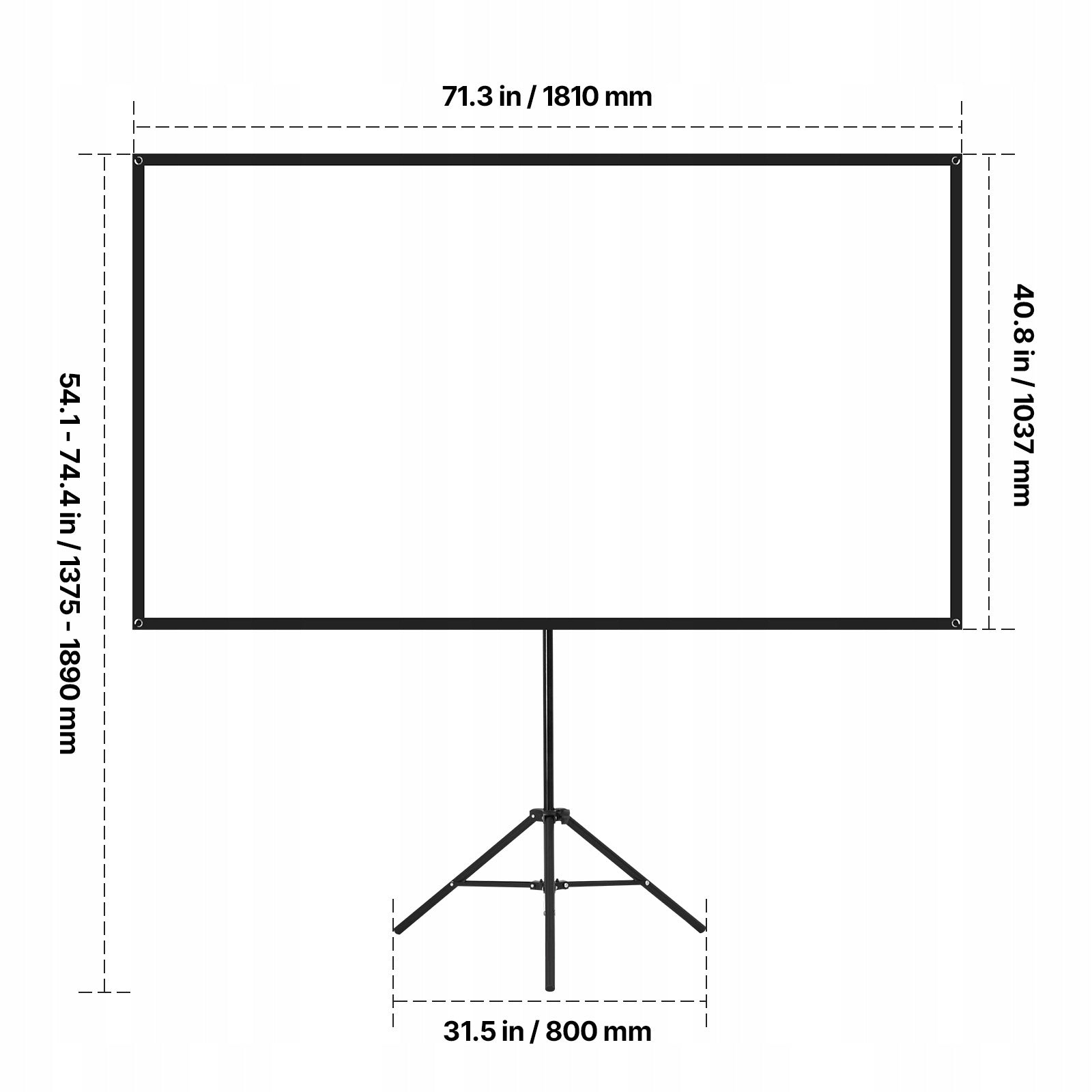 Projection Screen 80" Creasing Resistant Screen With Adjustable Stand Model SS-X80