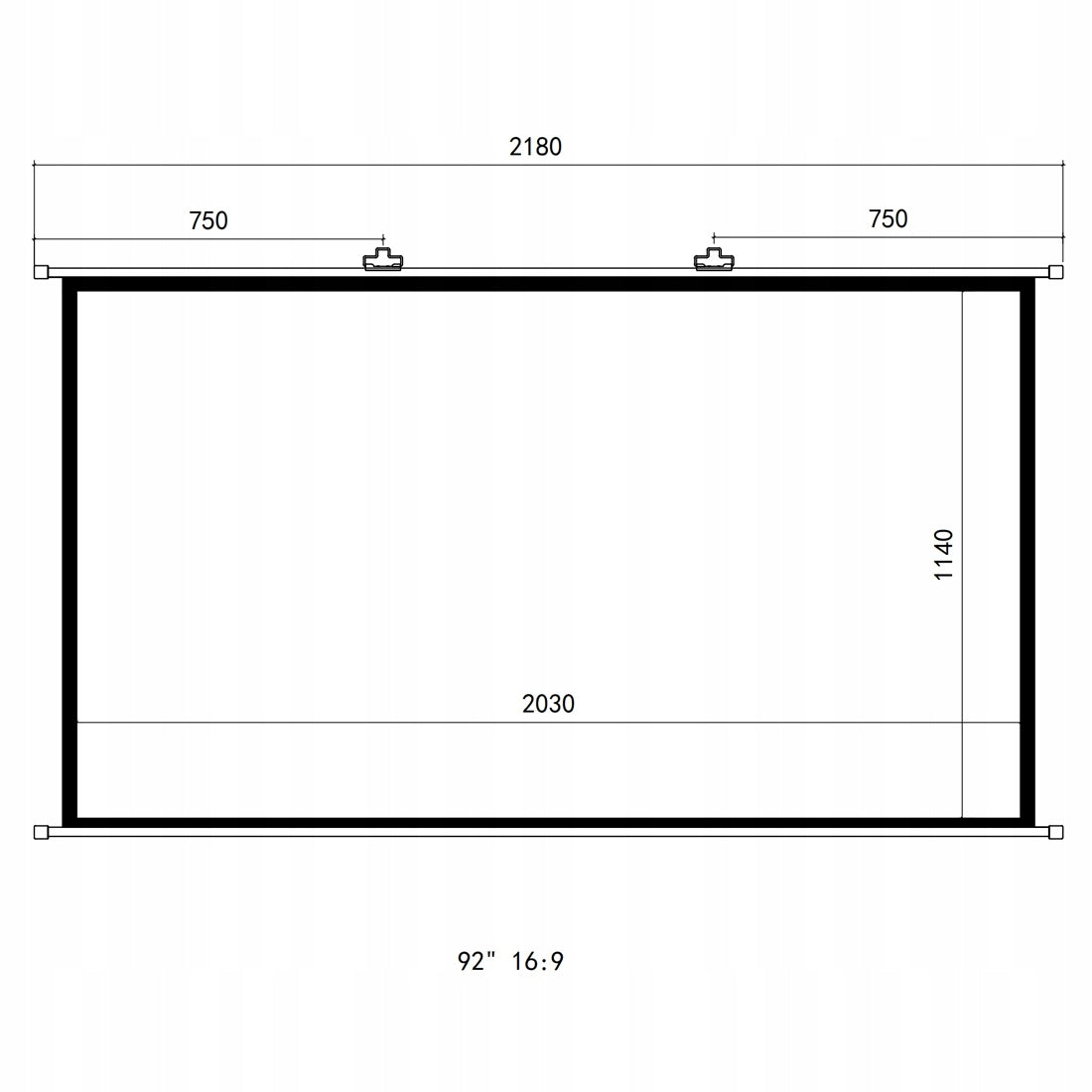 Projection Screen 92 inches 16:9 manual wall 4K UTRA HD 3D Spacetronik Packaging status original