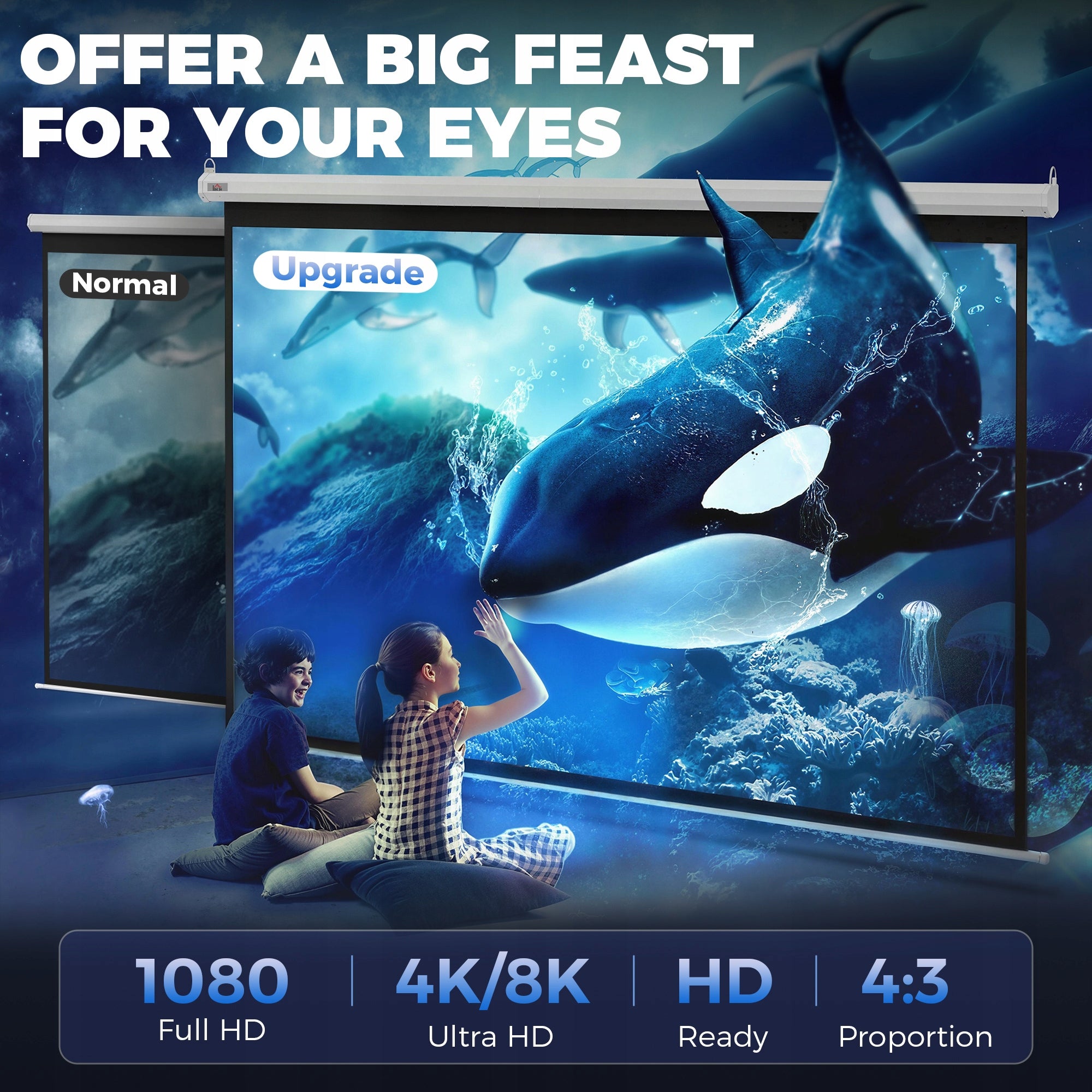 Projection Screen HOMCOM 203 x 152 cm 100 Cali 4:3/ 16:9 Model HOMCOM