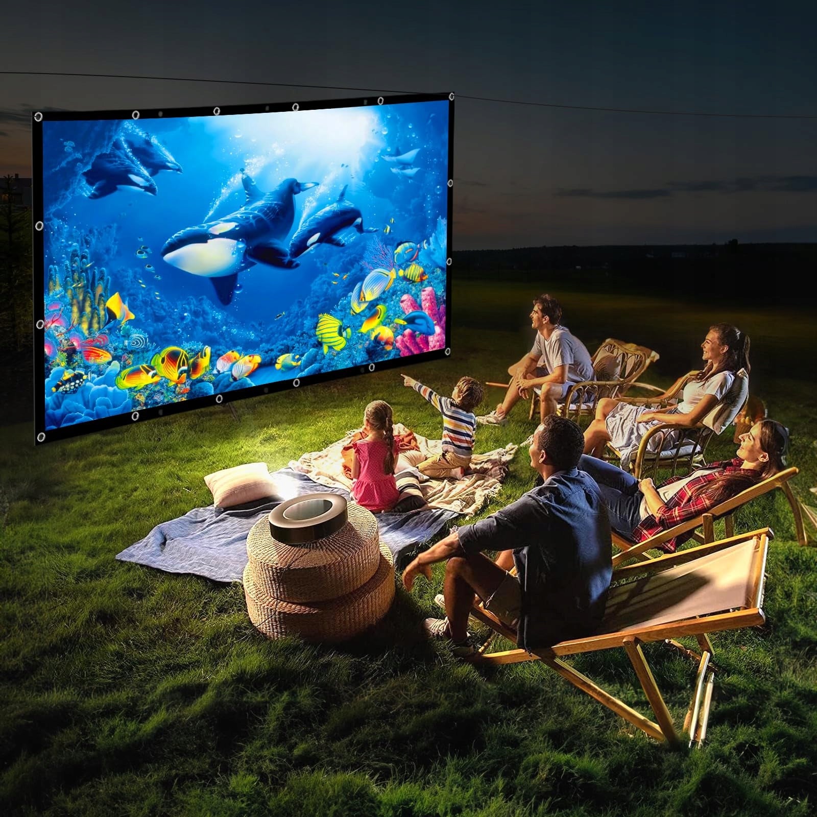 Projection Screen Portable Large 120'' 265x149cm 4k Hd 16:9 Premium Quality Packaging status original