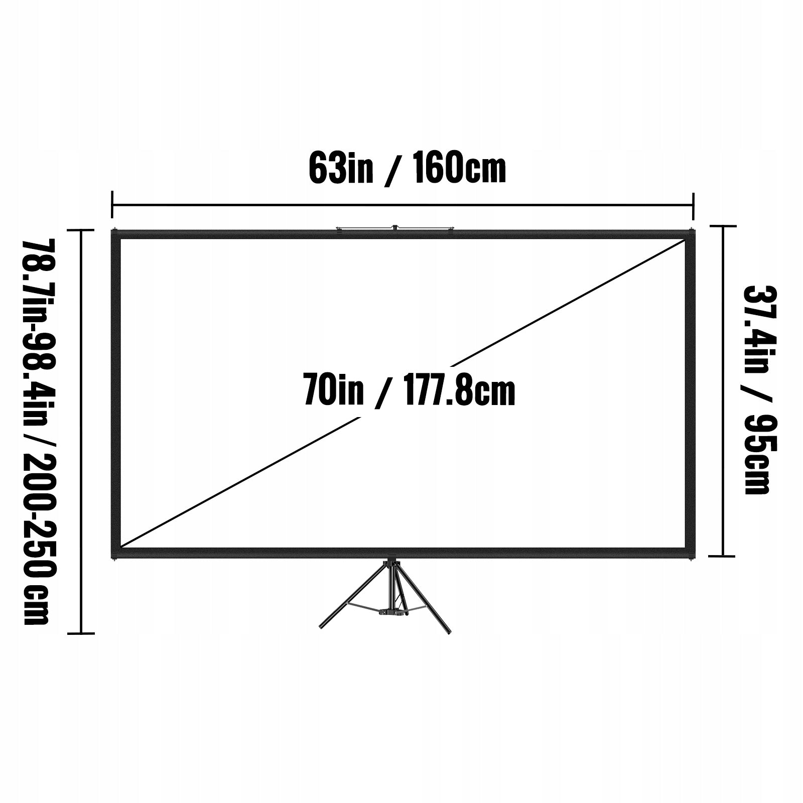 Projection Screen Tripod 177,8CM 16:9 4K HD And Viewing Angle 160 Degree Manufacturer code TYPMDZCY7