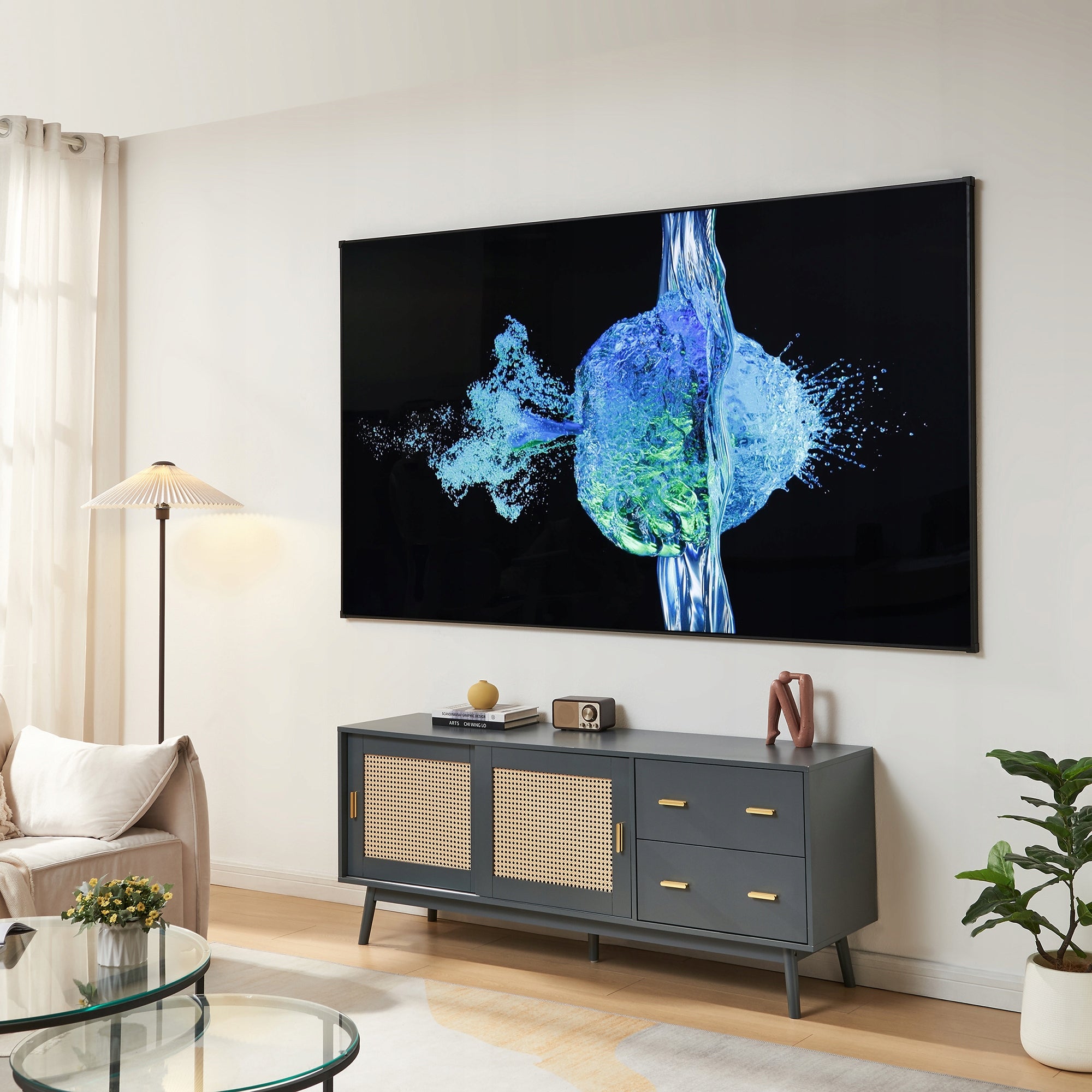 Projection Screen Vakhoga 100 in 16:9 Wall Mounted Brand [en.casa]