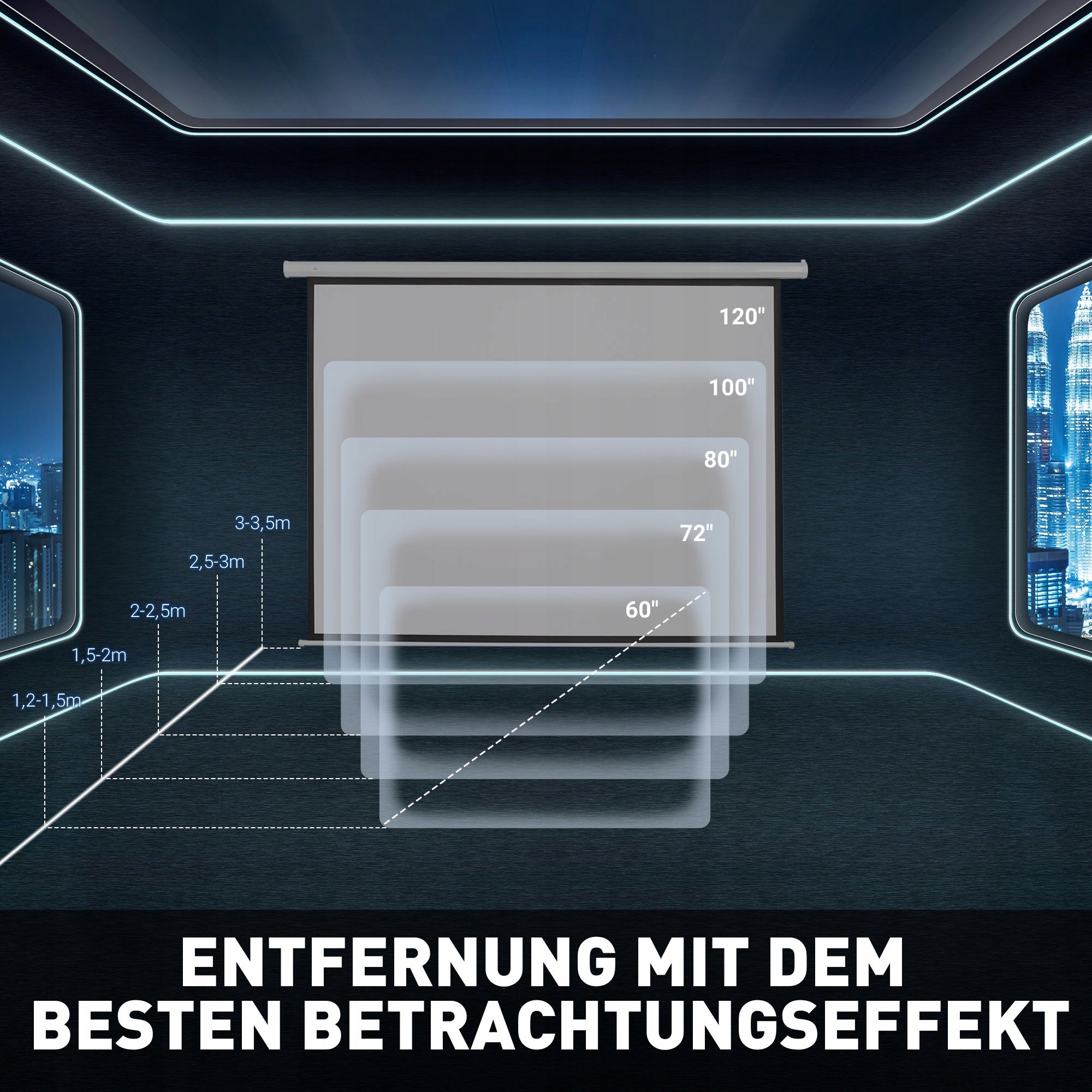 Projection screen 16:9 HOMCOM 247 x 168 cm 7,5 cm x 168 cm Packaging status original