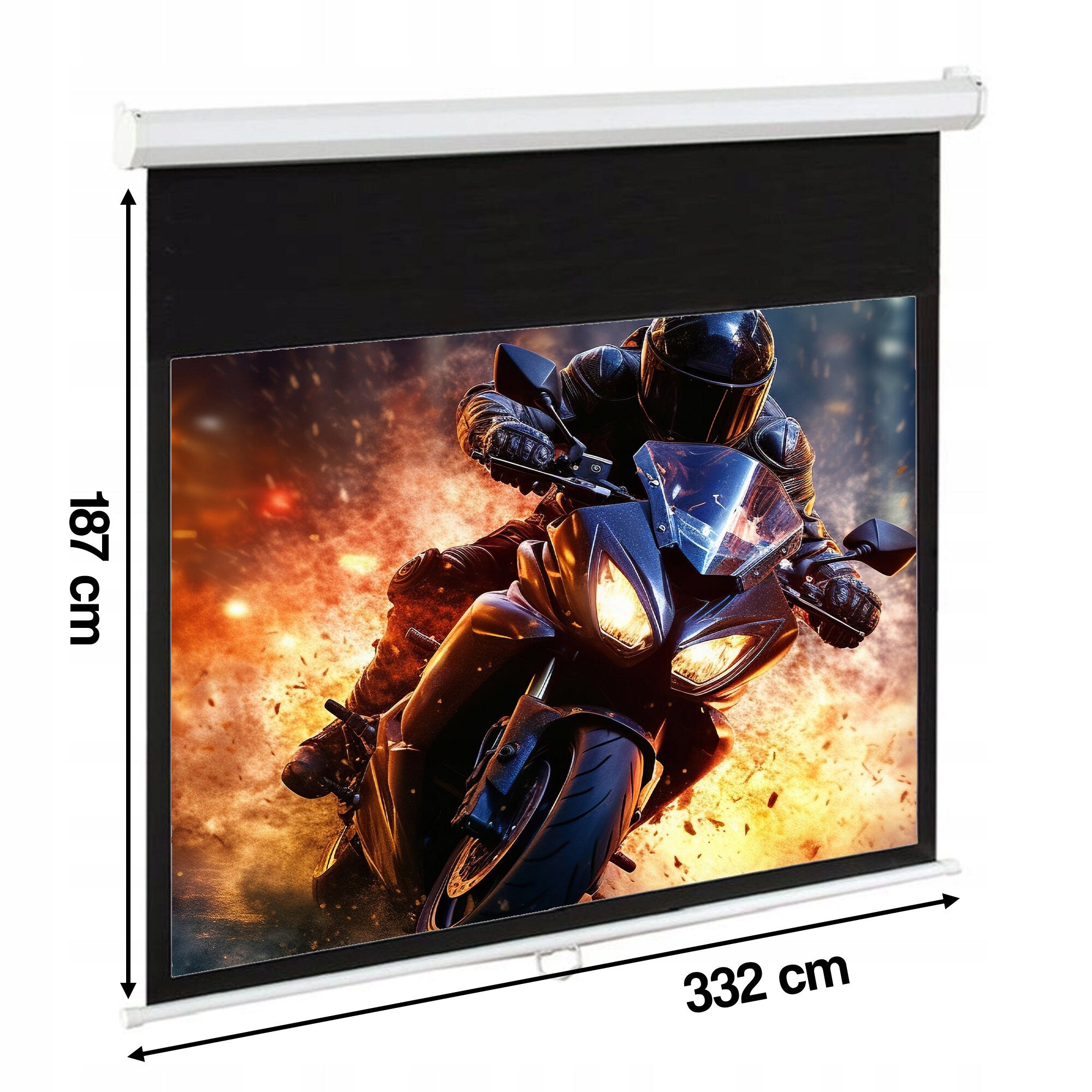 Projection screen ART Matt White EM-150 332x187 with remote control Brand Art