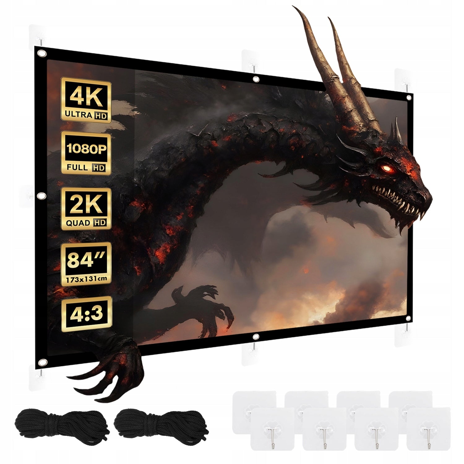 Projection screen Maclean, 84", 175x131cm, border 25mm 4:3, MC-166