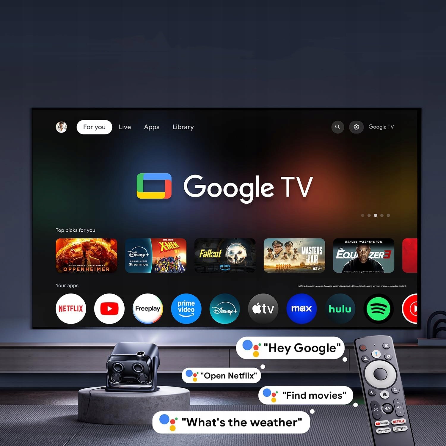 Projector Aurzen Boom Mini 4K Google TV Smart WiFi Speaker HDR 300" Manufacturer code Boom Mini