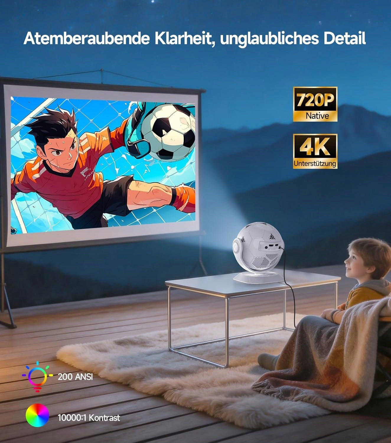 Projector-Ball-Projector 4K Magcubic HY300F,Auto Keystone,Smart TV,Football Manufacturer code HY300F