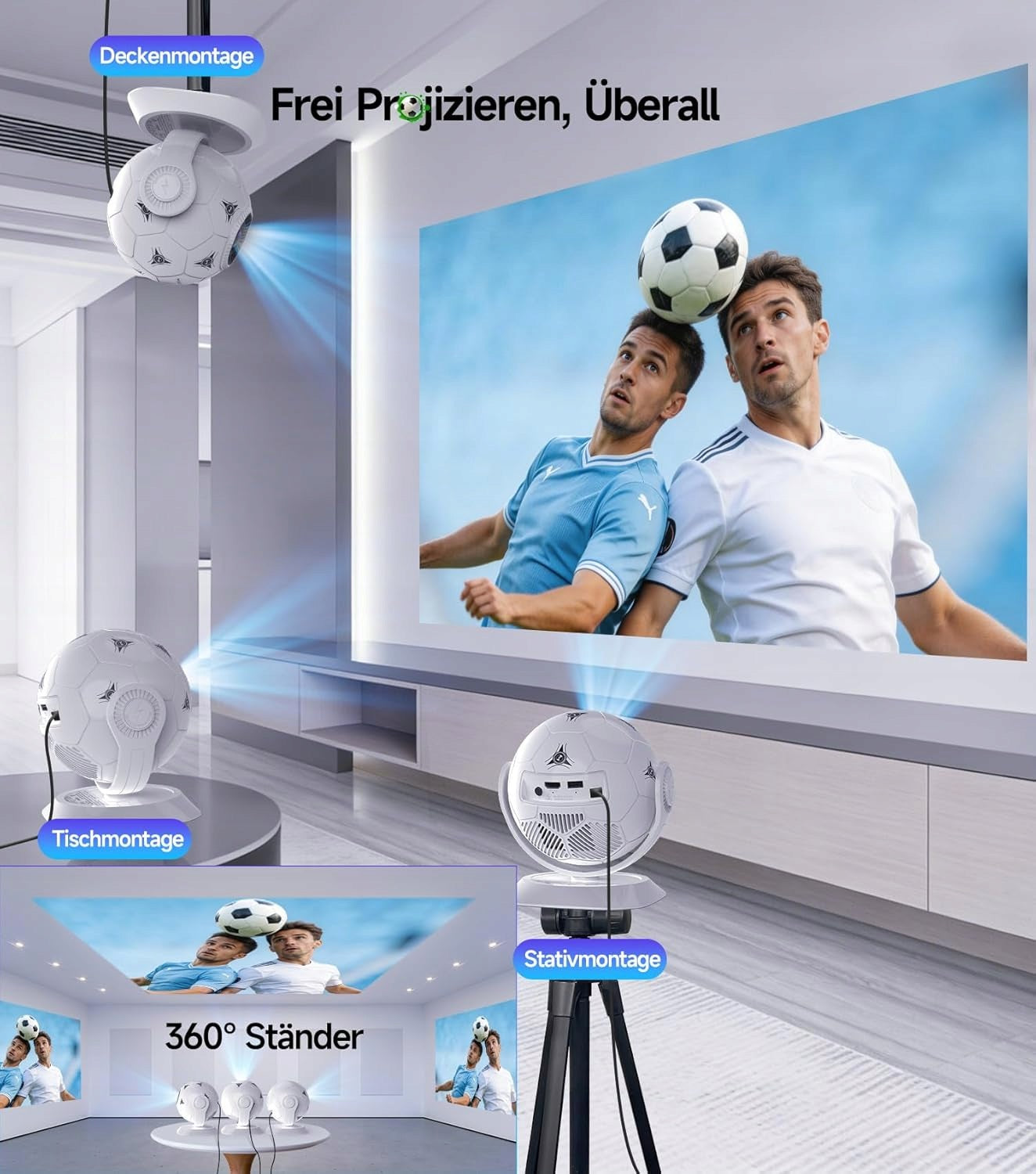 Projector-Ball-Projector 4K Magcubic HY300F,Auto Keystone,Smart TV,Football Packaging status original