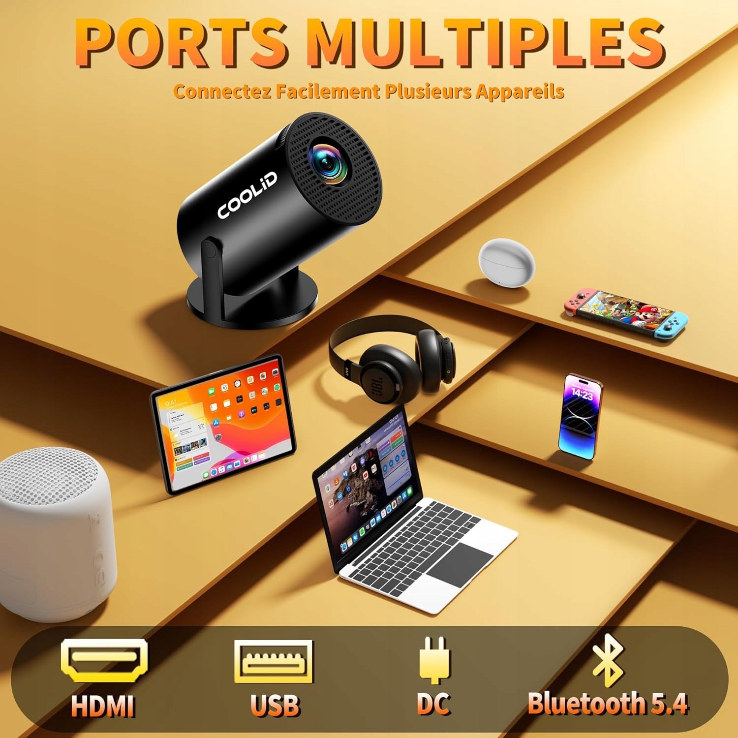 Projector COOLID C2 Wi-Fi 6 Native 1080p Full HD Bluetooth Android HDMI Packaging status original