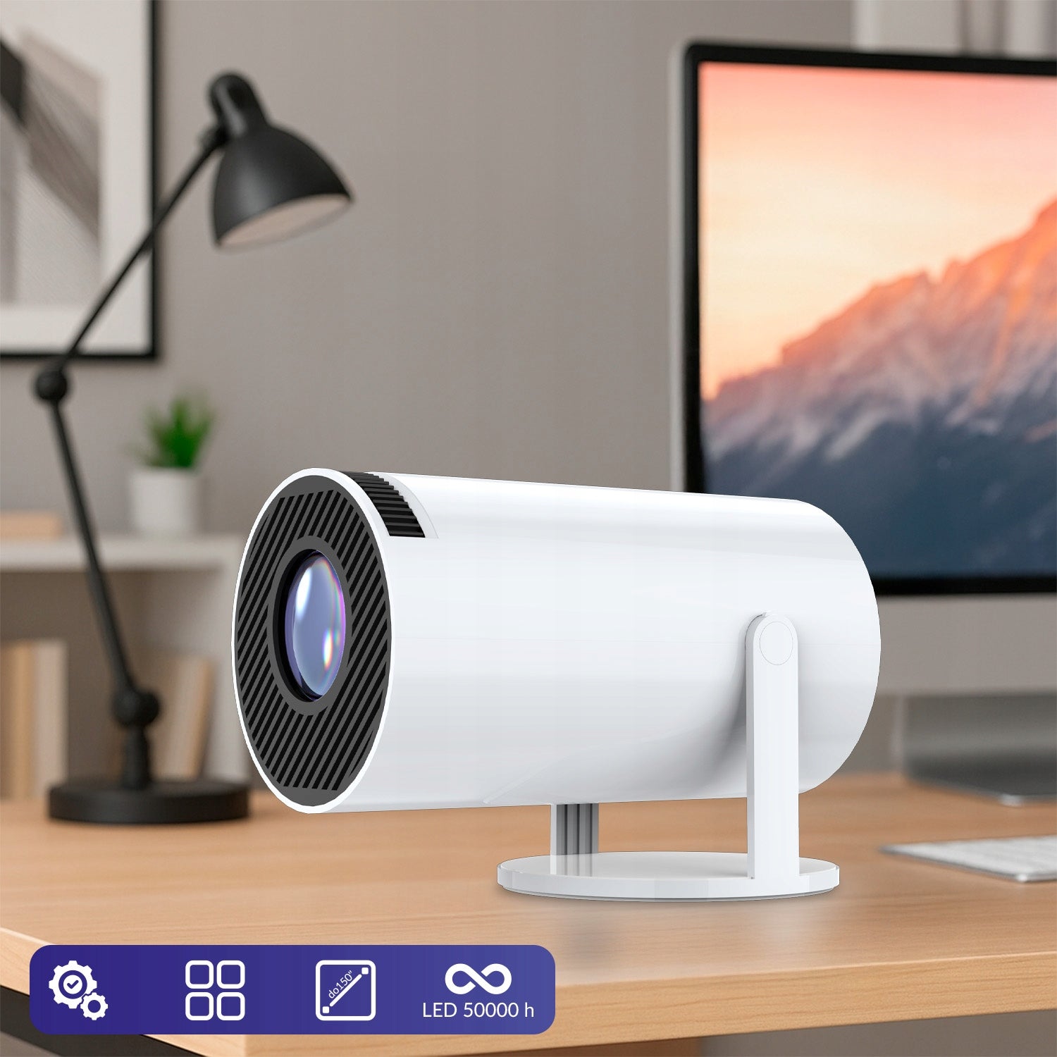 Projector Forever FP-100 Smart LED WiFi Bluetooth 150" FHD white android Brand Forever